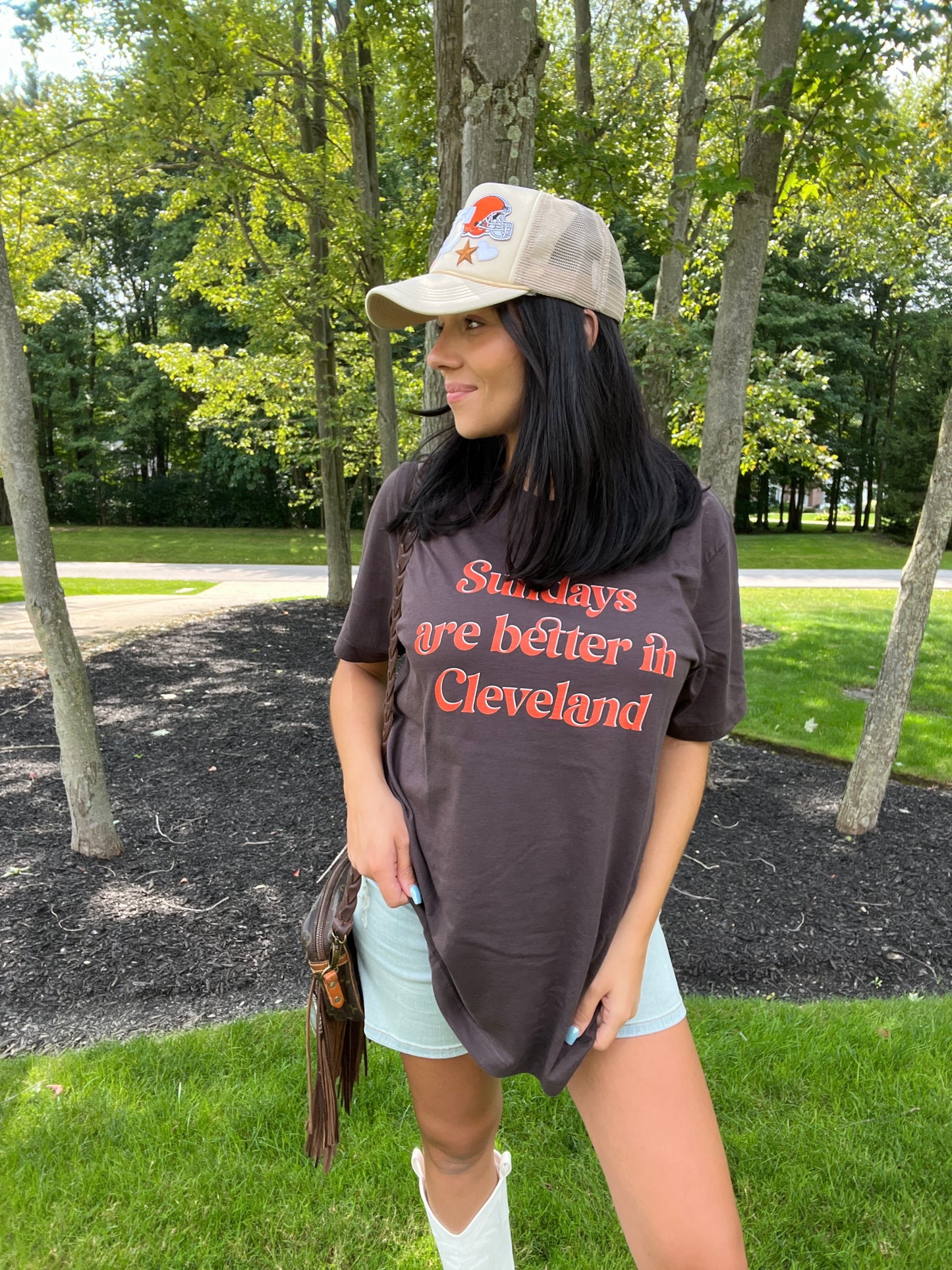 Sundays are better in Cleveland Unisex t-shirt- Brown