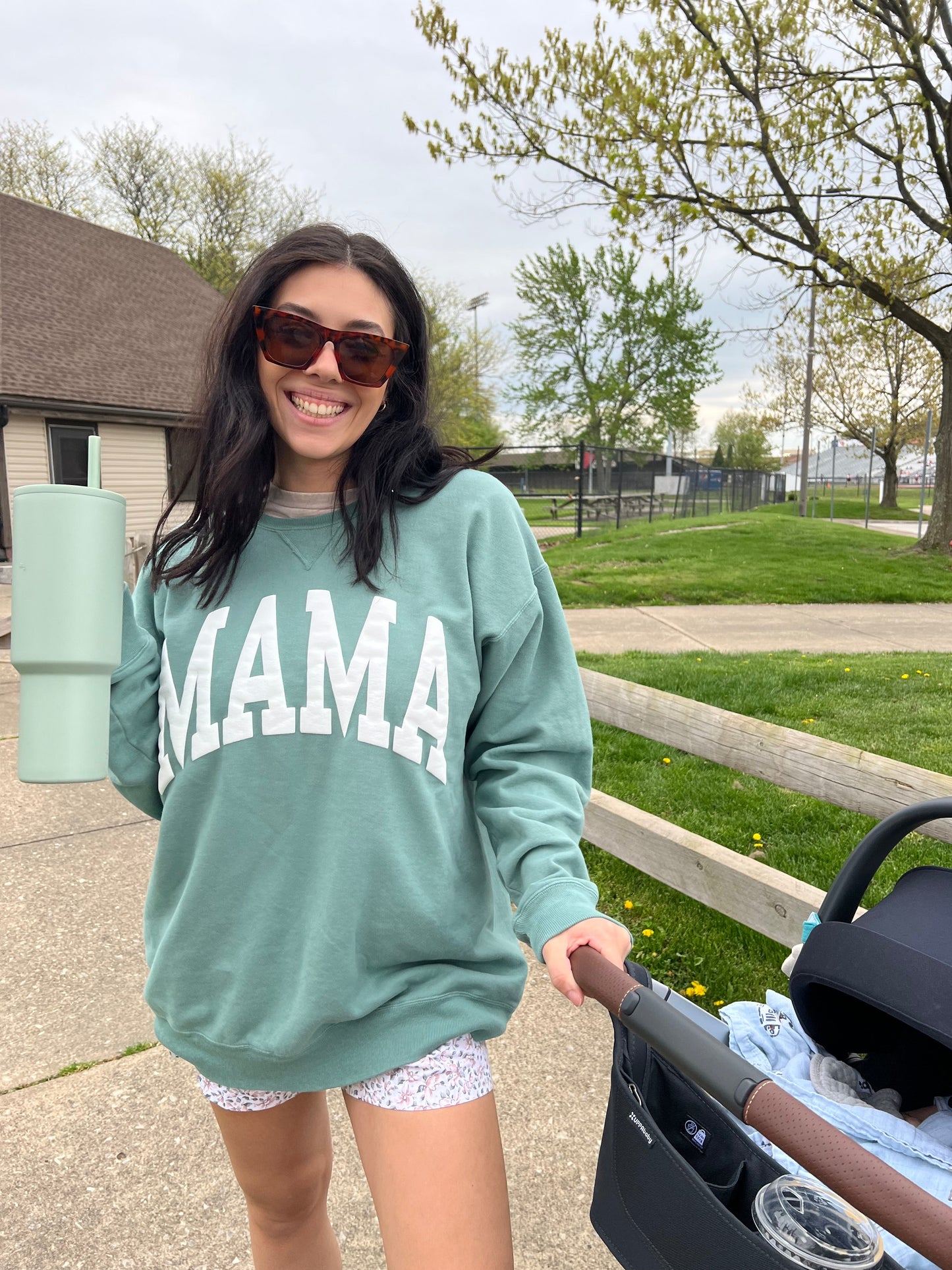 Mama Crewneck- Periwinkle Blue