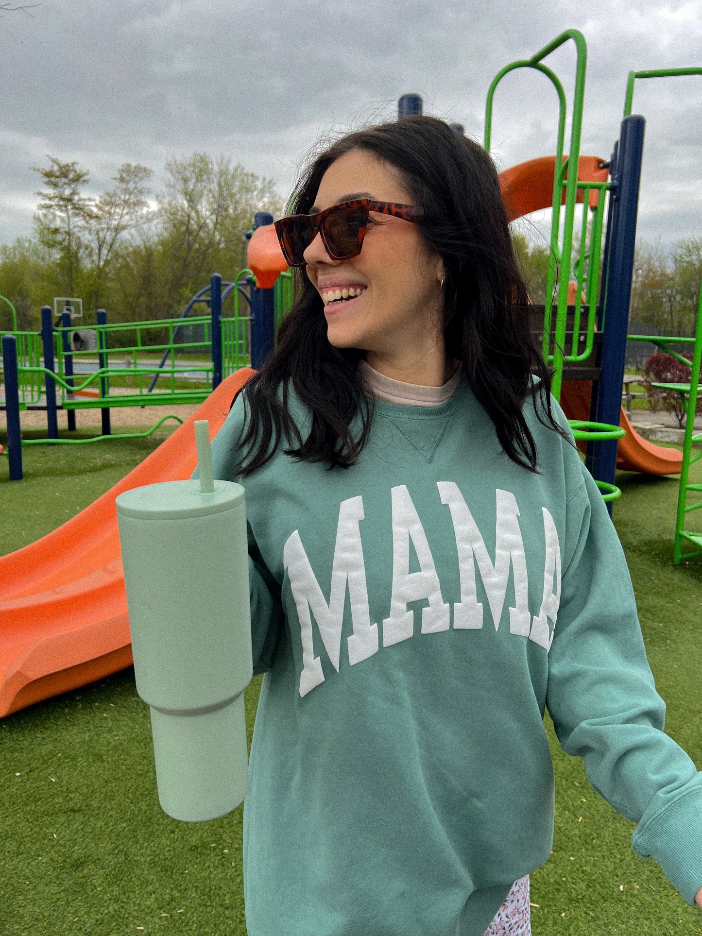Mama Crewneck- Sage Green