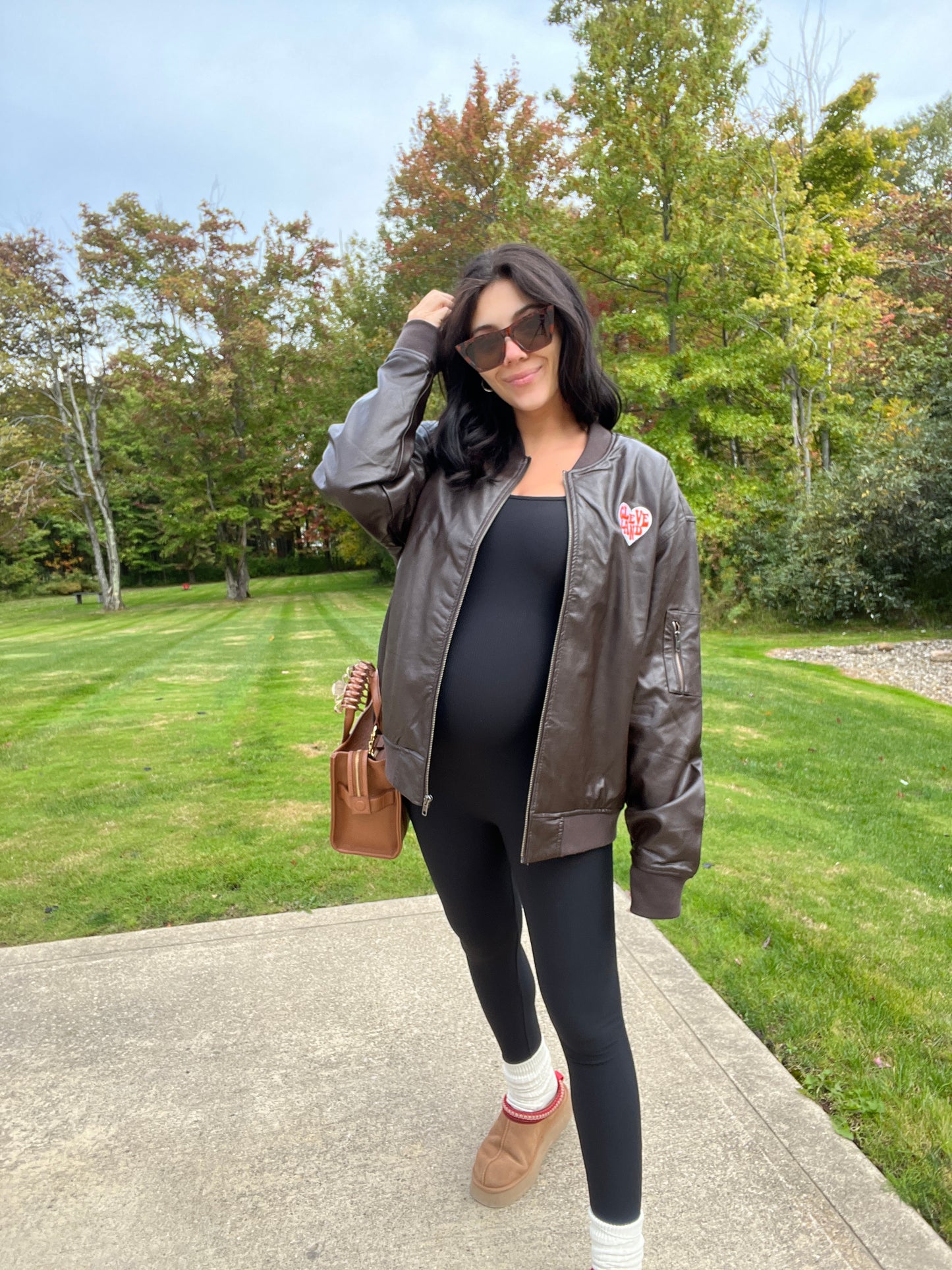 Cleveland Brownies Faux Leather Bomber Jacket