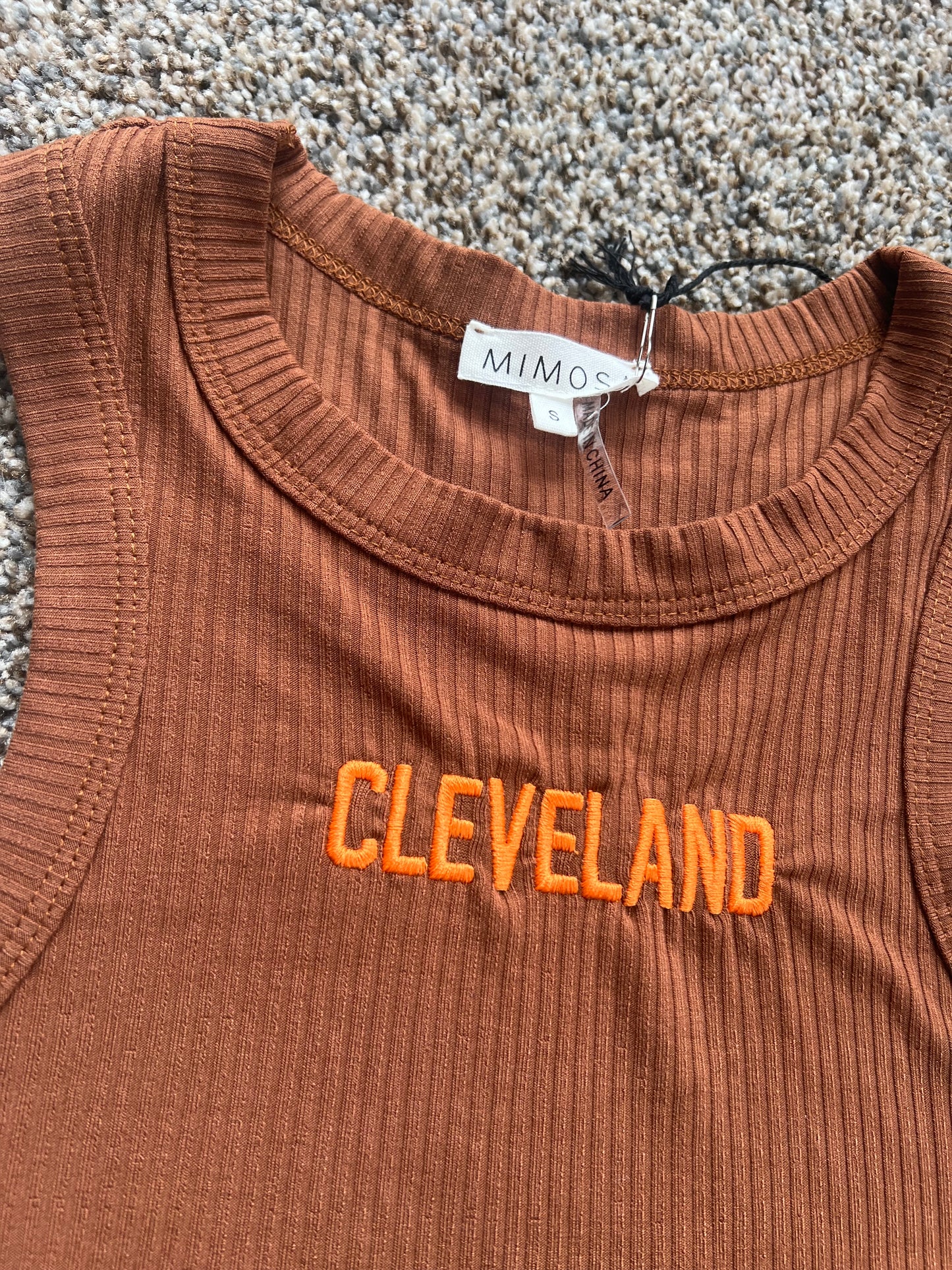 Embroidered Cleveland Tank- Brown
