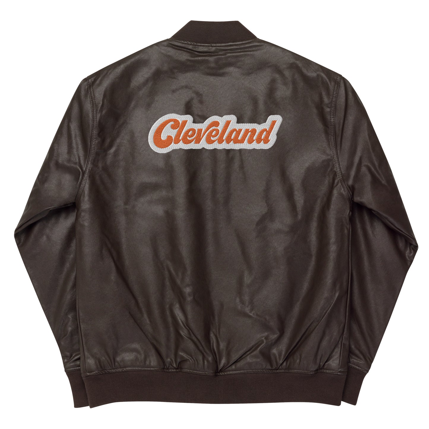 Cleveland Brownies Faux Leather Bomber Jacket