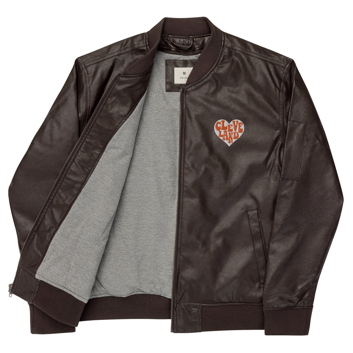 Cleveland Brownies Faux Leather Bomber Jacket