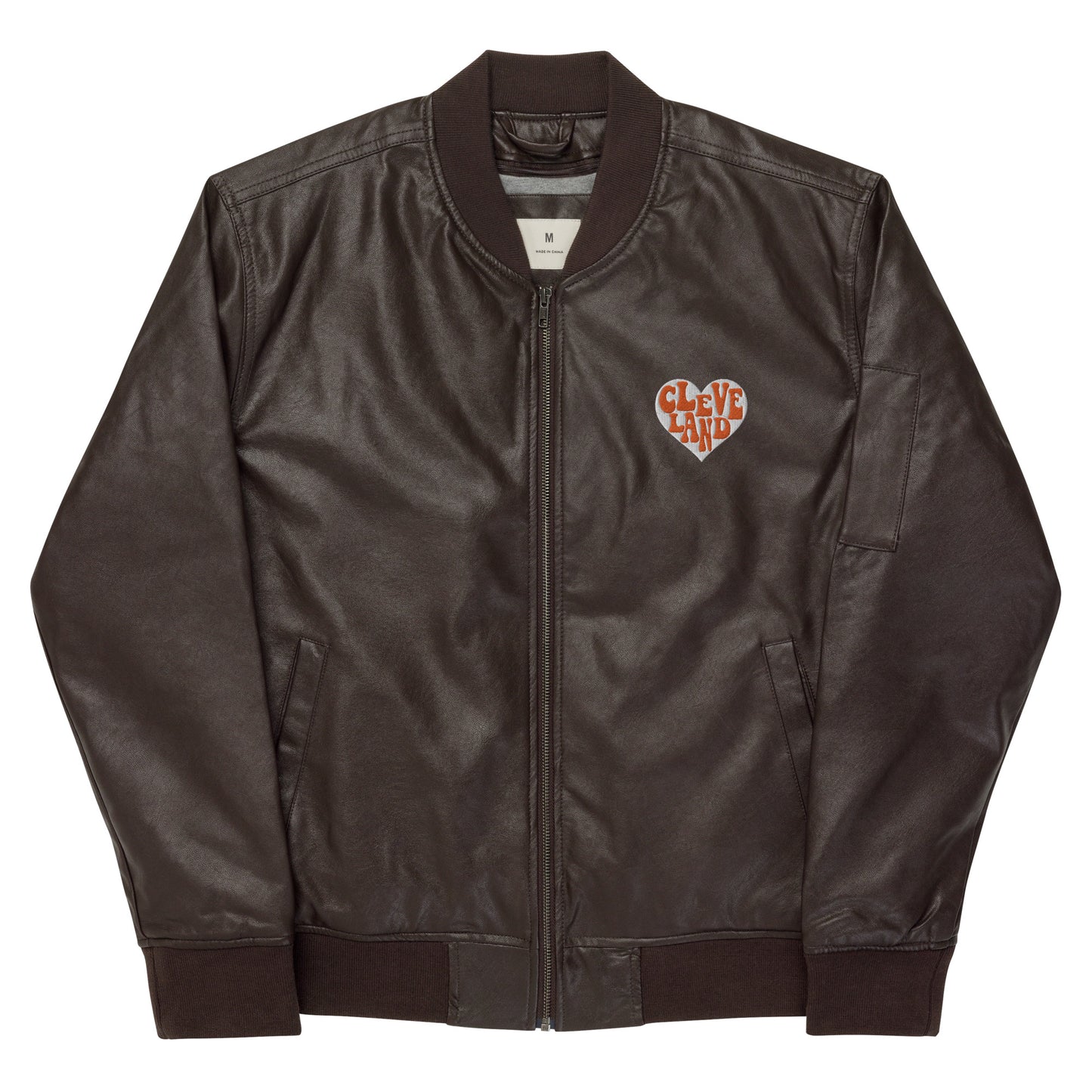 Cleveland Brownies Faux Leather Bomber Jacket