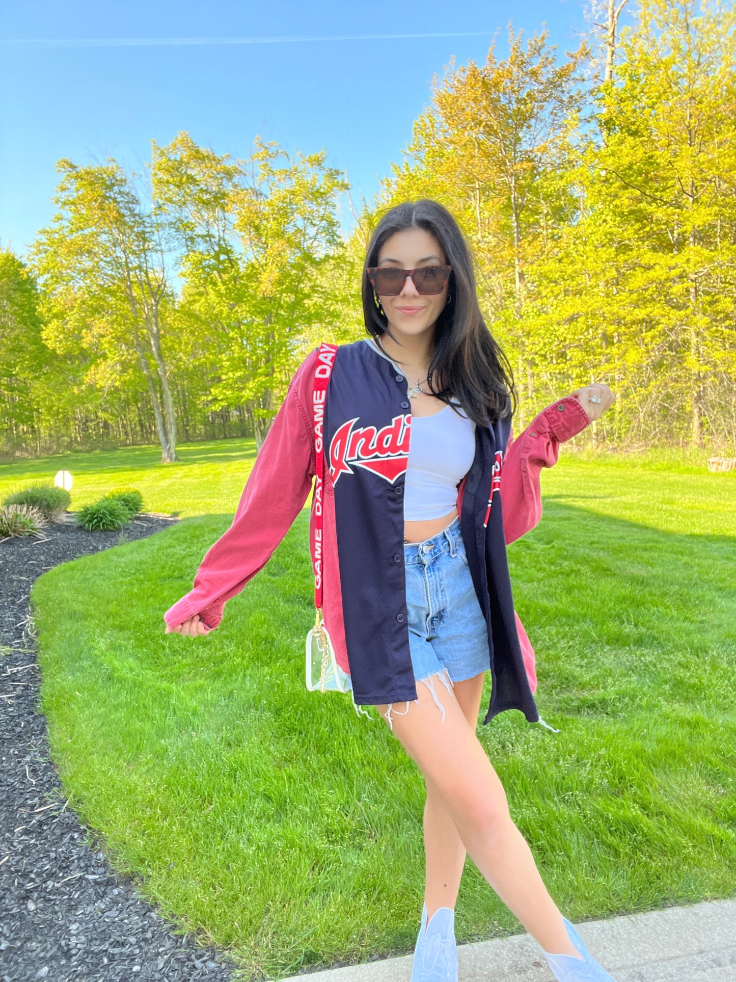 CLE BASEBALL JERSEY X RED DENIM