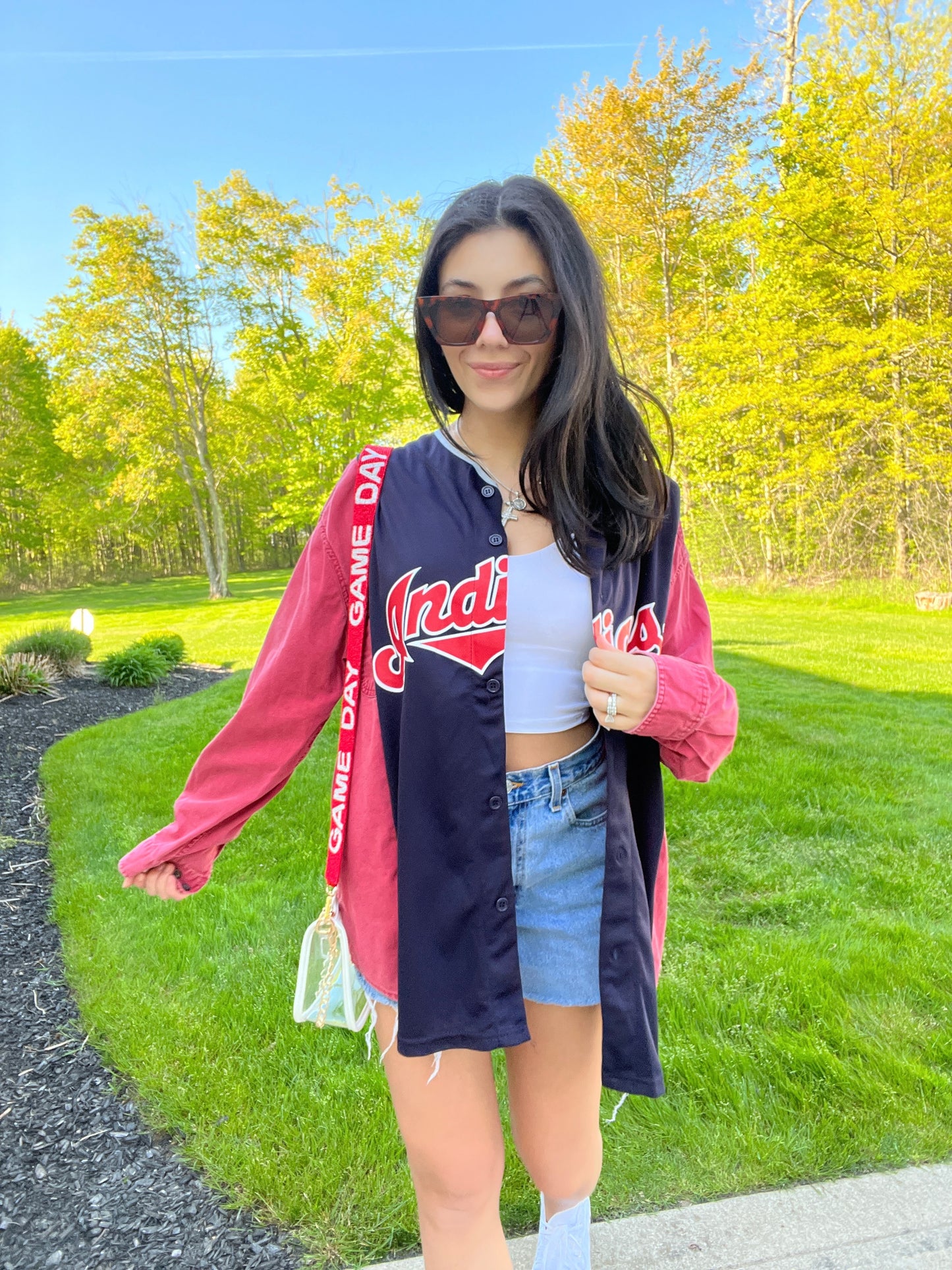 CLE BASEBALL JERSEY X RED DENIM