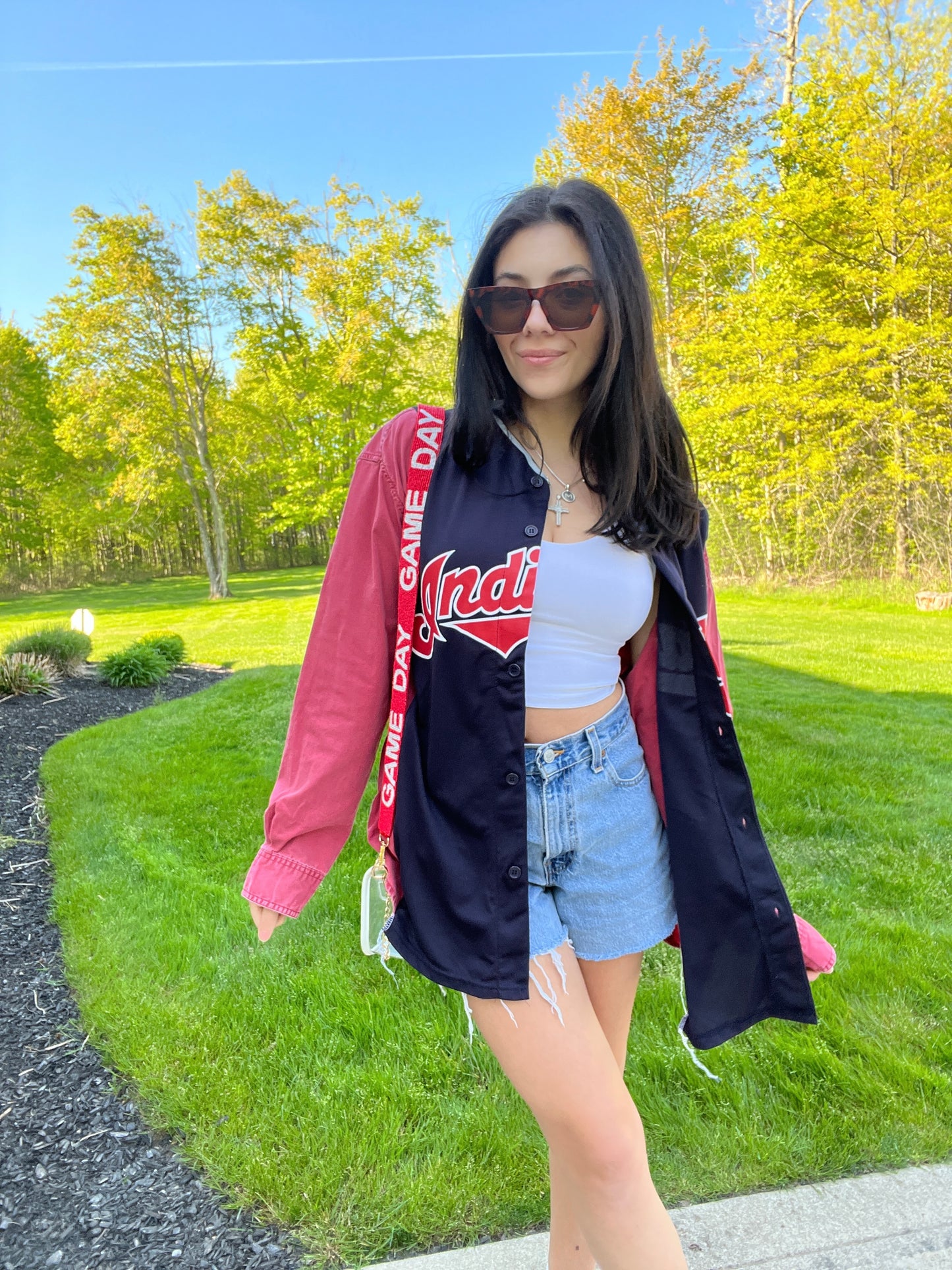 CLE BASEBALL JERSEY X RED DENIM