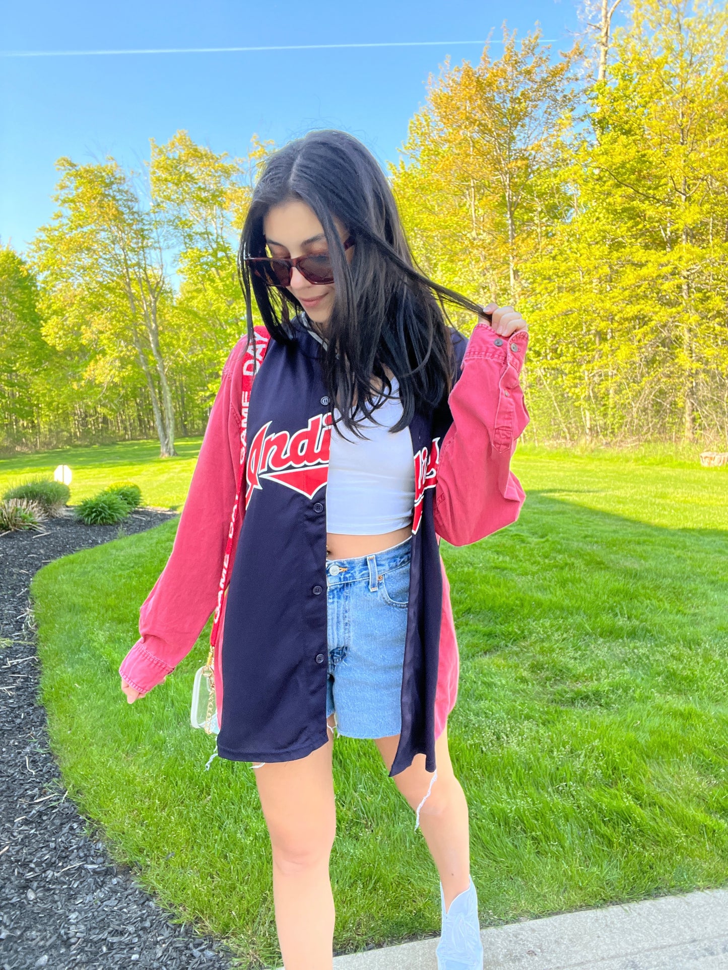 CLE BASEBALL JERSEY X RED DENIM