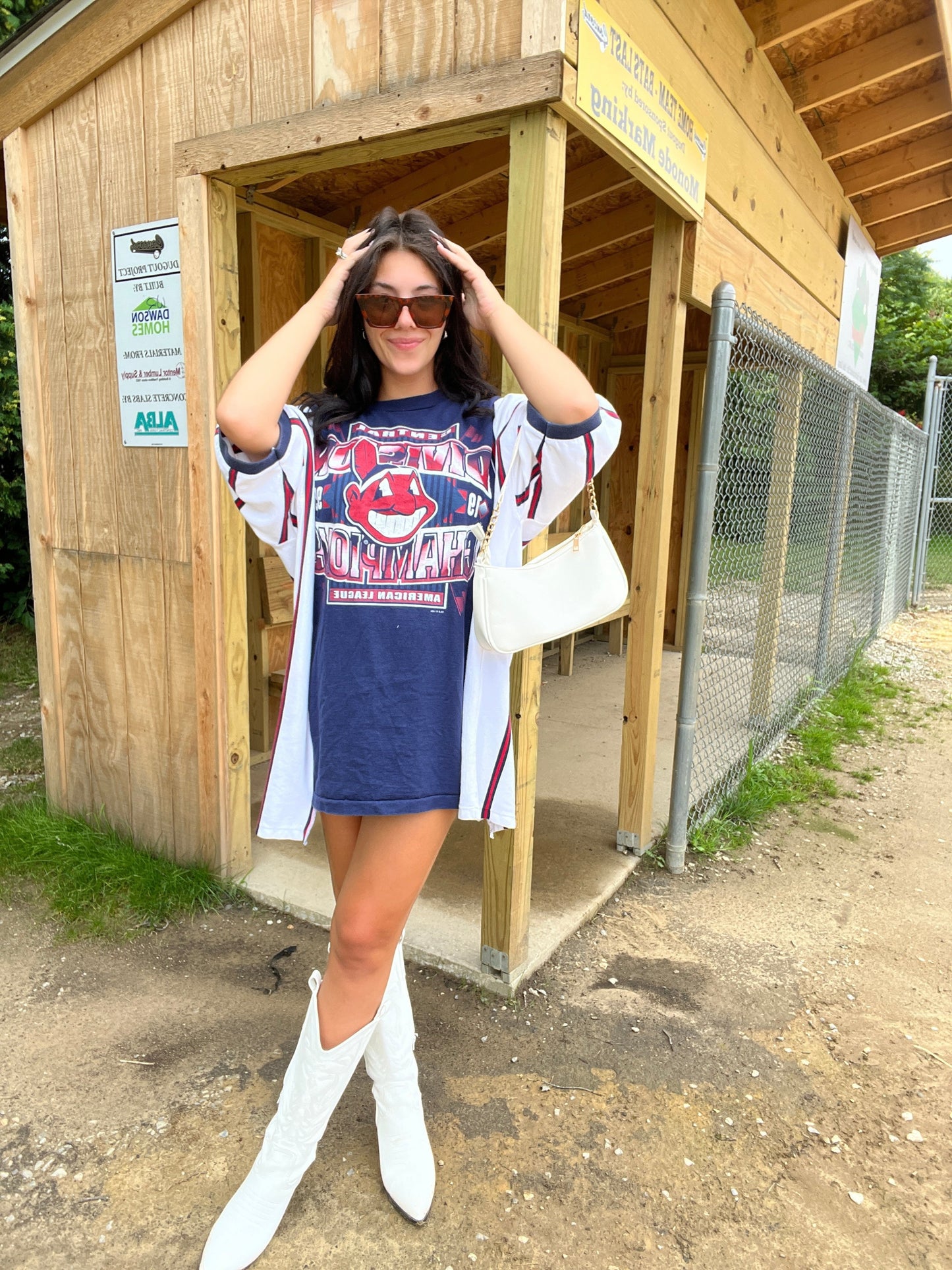 VINTAGE INDIANS TEE X STRIPED TOP