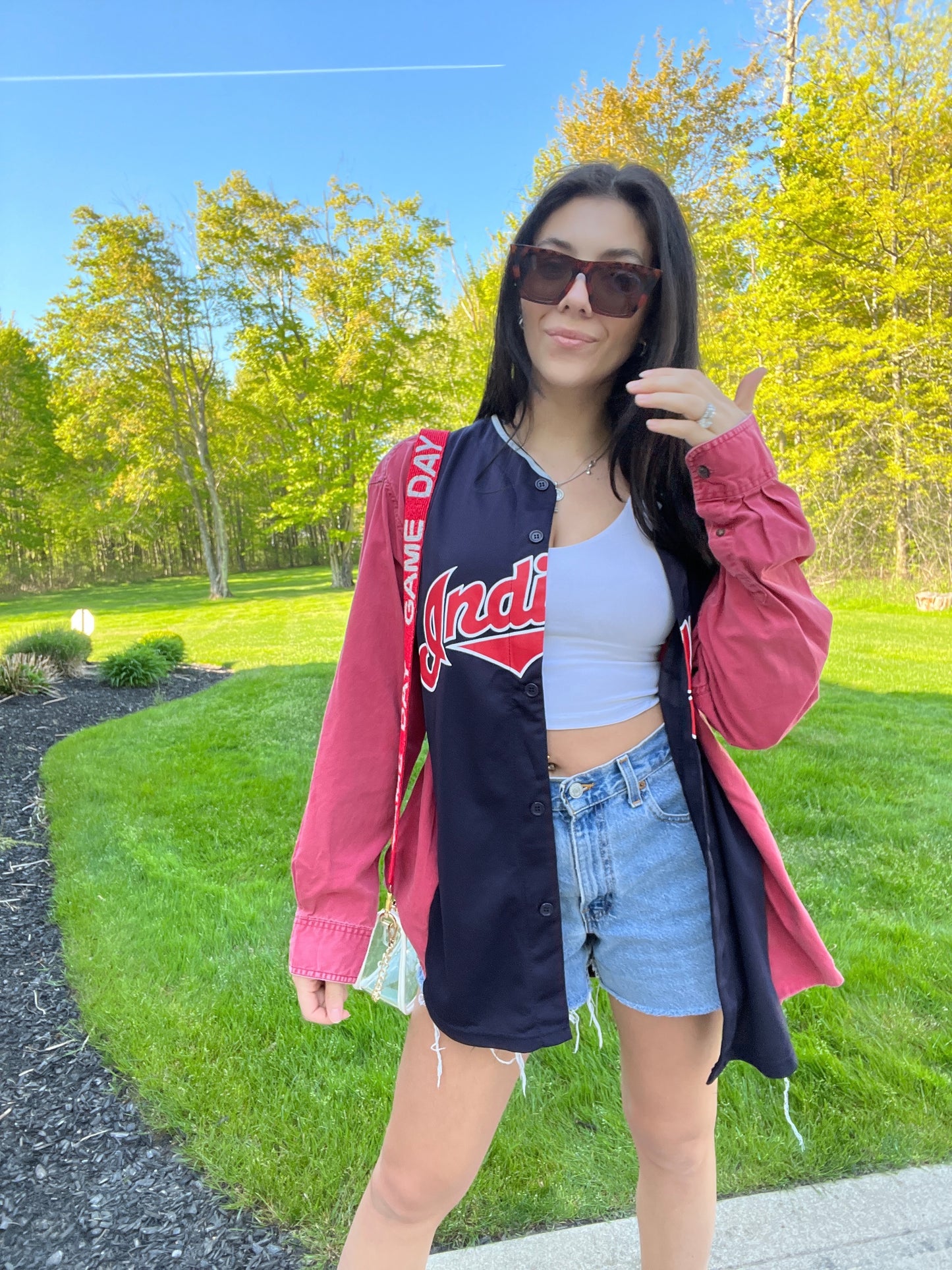 CLE BASEBALL JERSEY X RED DENIM