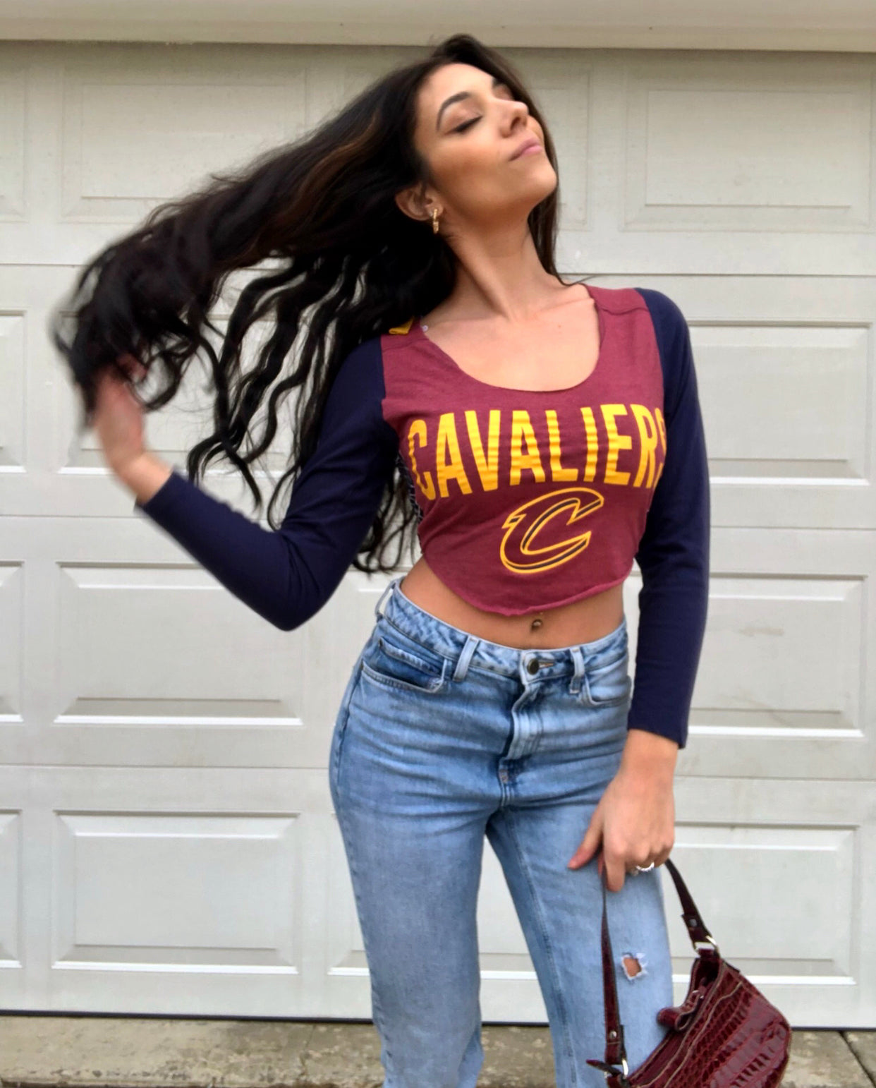 NAVY & MAROON CAVS TOP
