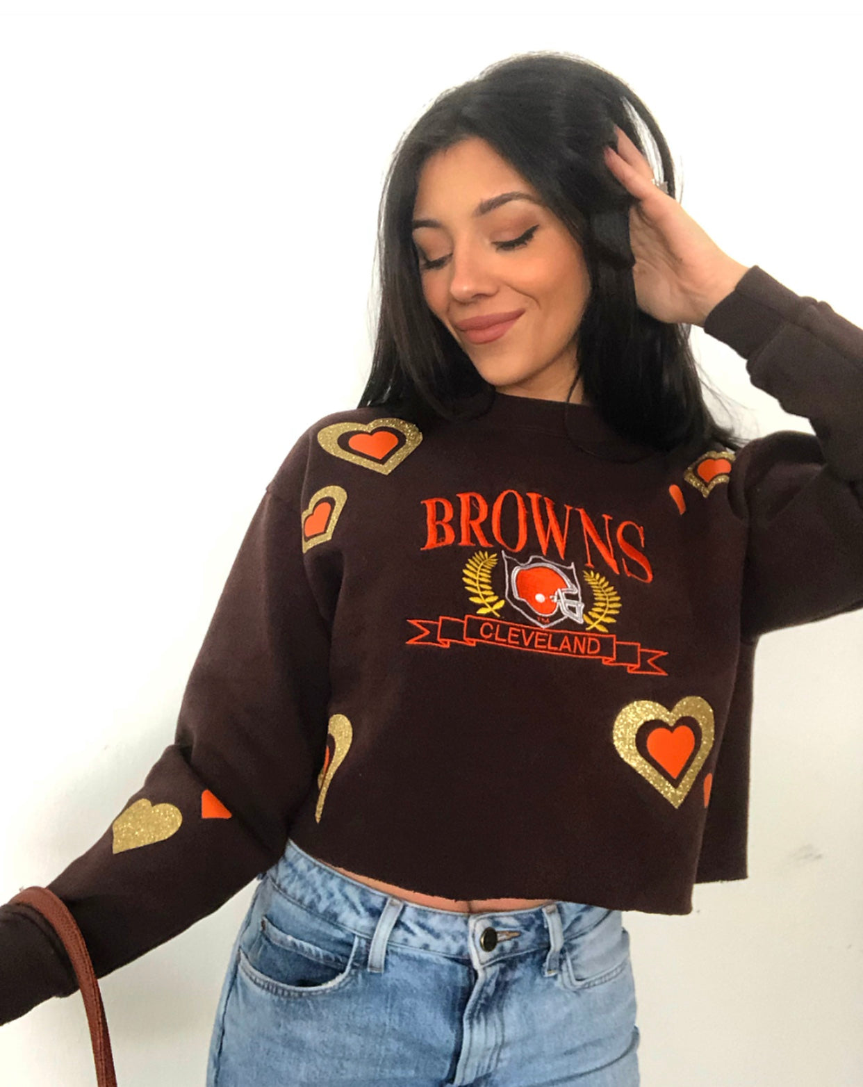 BROWNS HEART CREWNECK