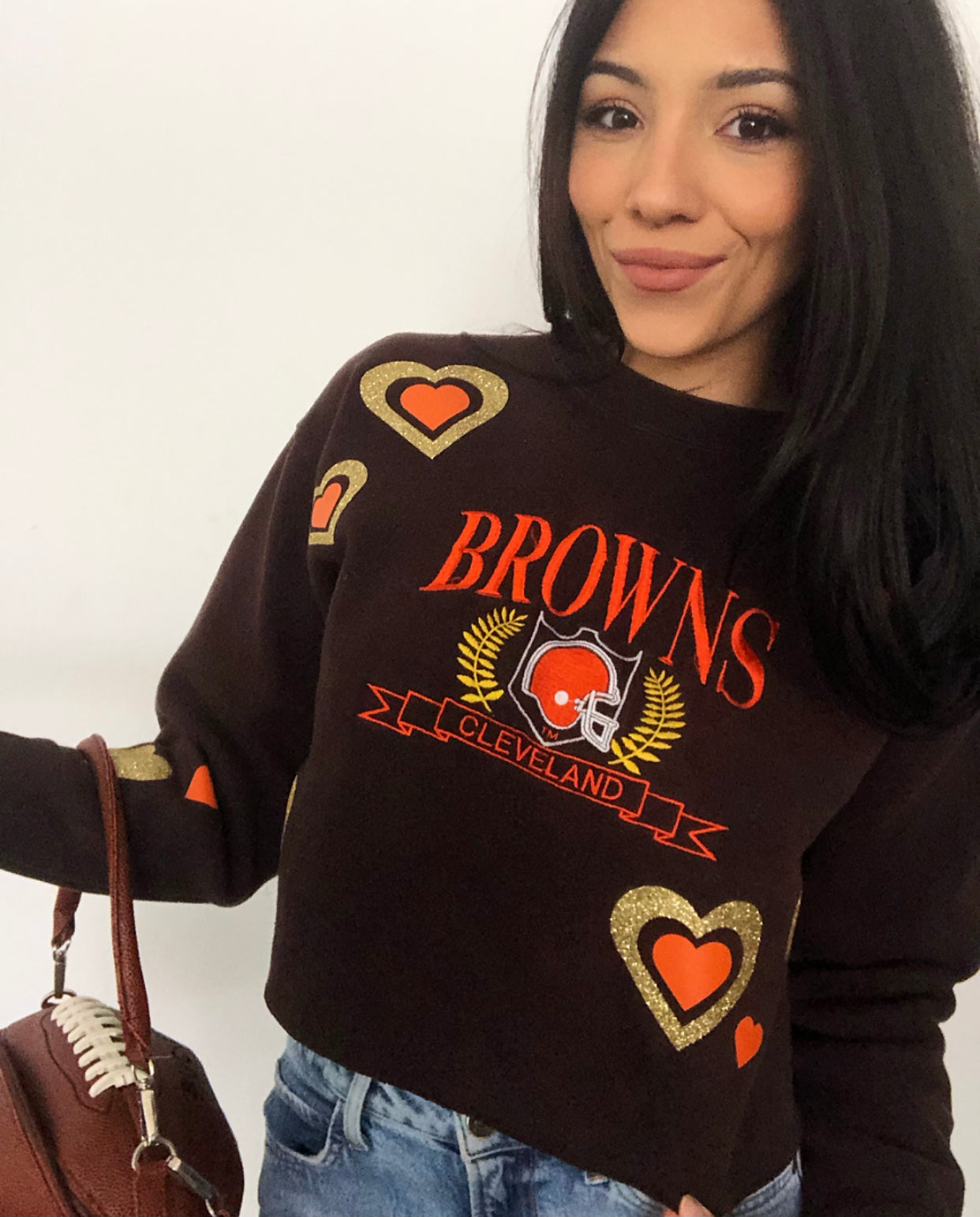 BROWNS HEART CREWNECK