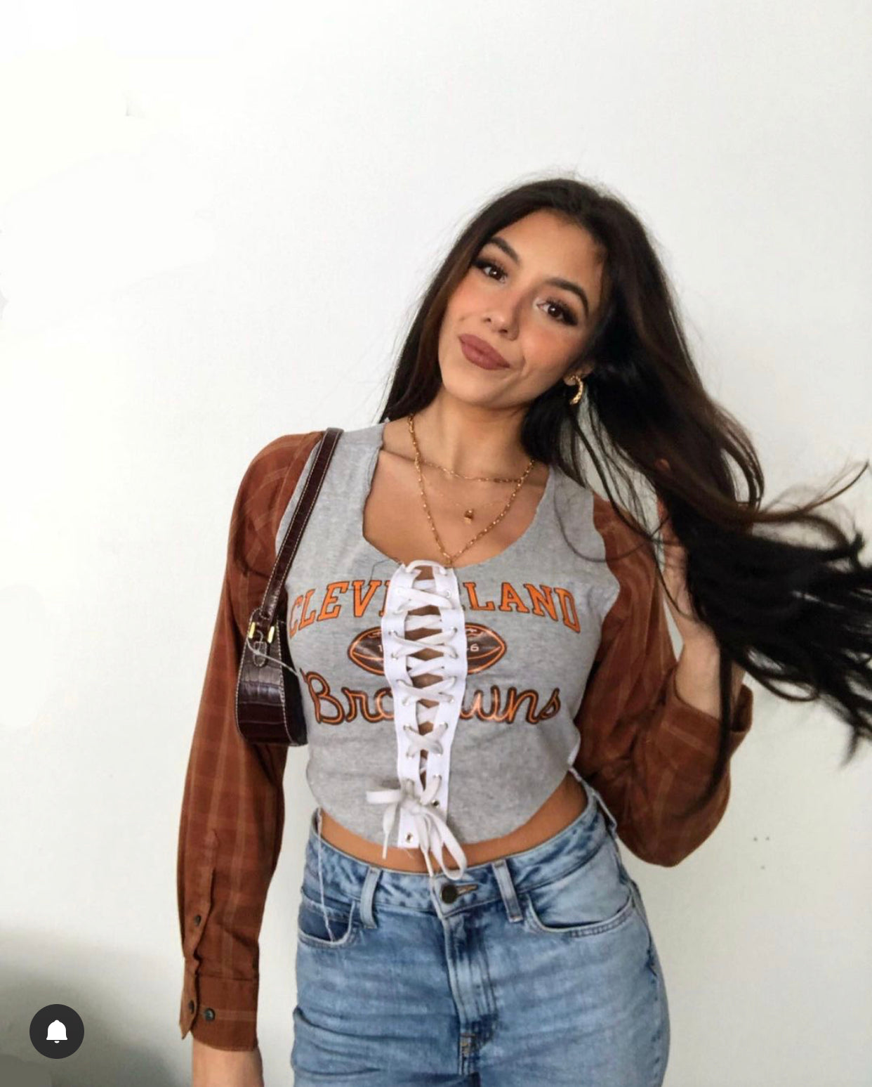 LACE UP BROWNS TOP