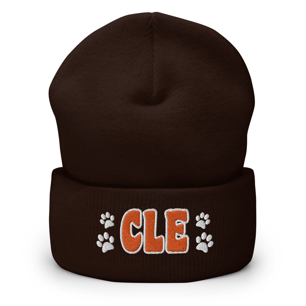 CLE PAW PRINTS CUFFED BEANIE