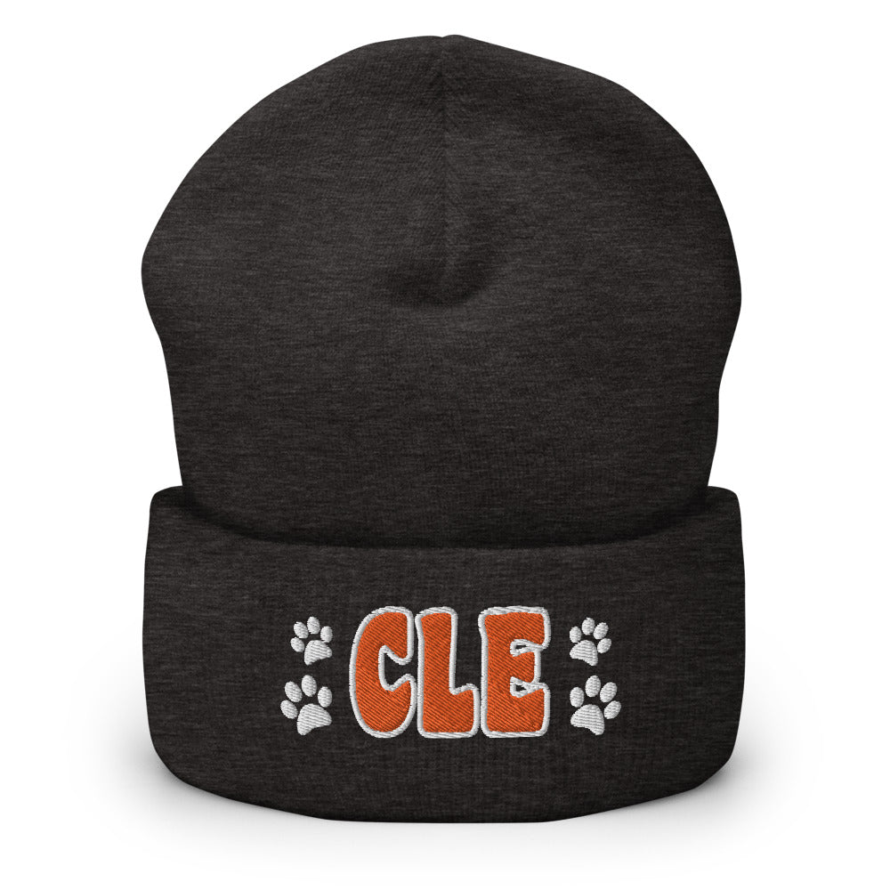 CLE PAW PRINTS CUFFED BEANIE