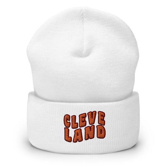 CLEVELAND STACKED CUFFED BEANIE- WHITE