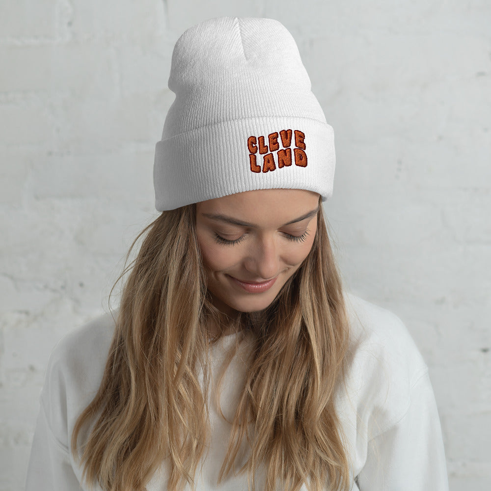 CLEVELAND STACKED CUFFED BEANIE- WHITE
