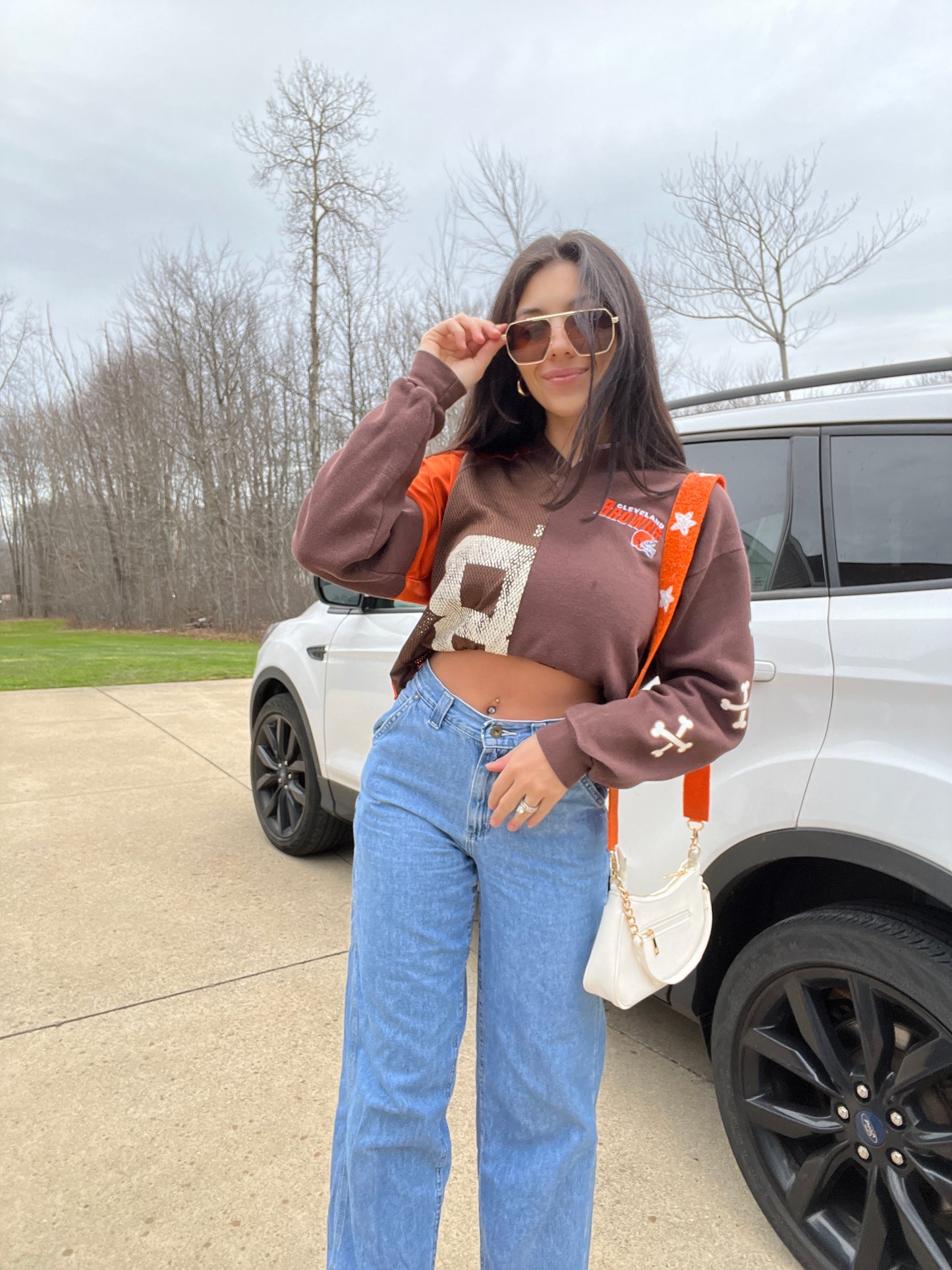 SPLIT BROWNS JERSEY X CREWNECK