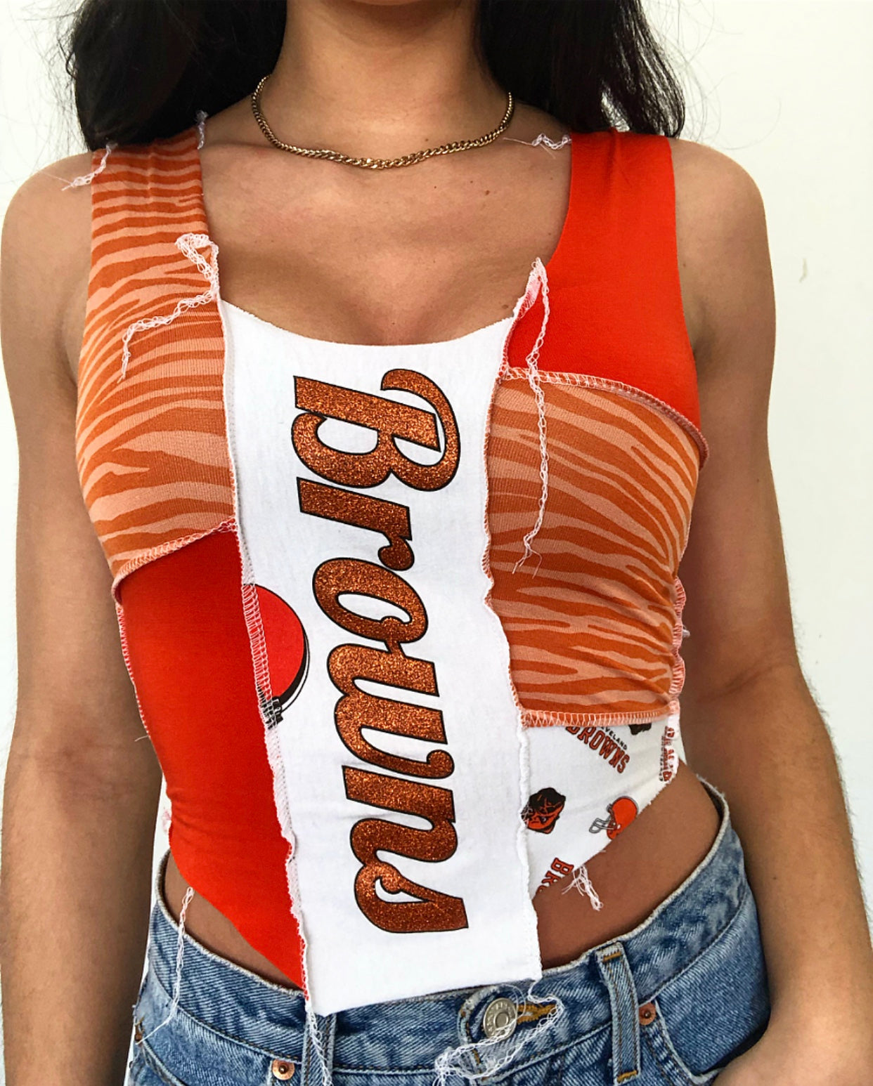 Orange Zebra Browns New Patchwork Tank