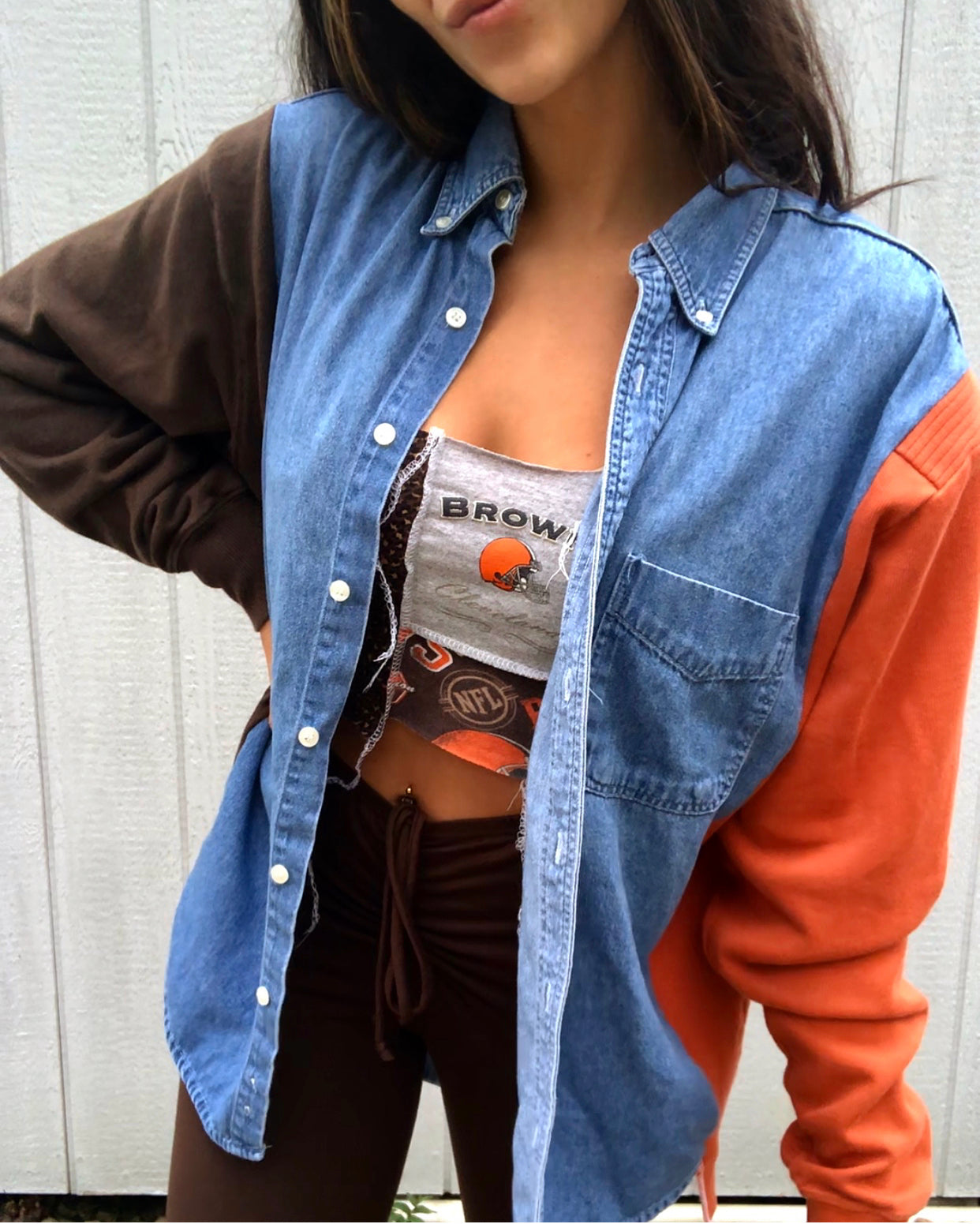 BROWNIES SWEATER SLEEVES DENIM SHIRT