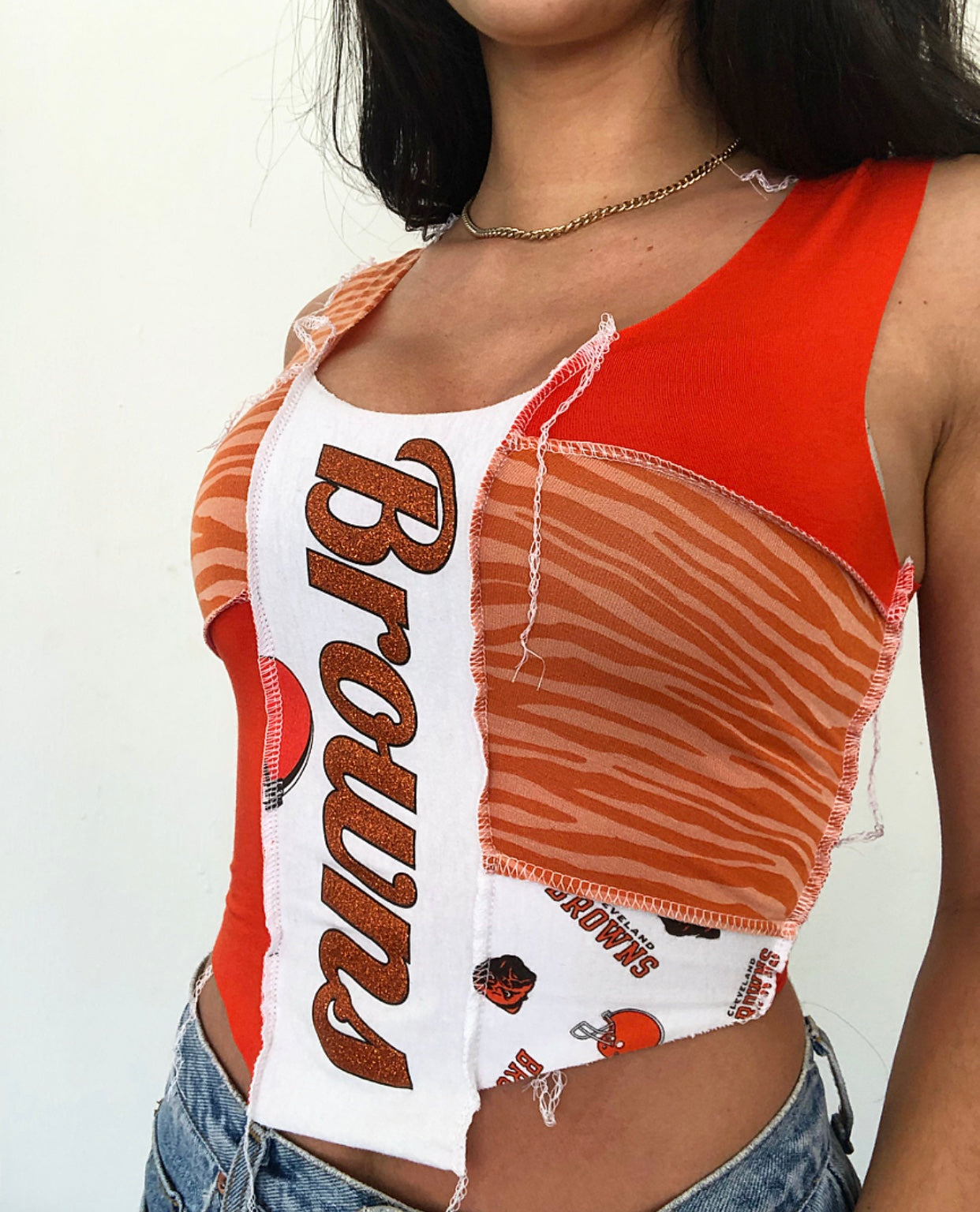 Orange Zebra Browns New Patchwork Tank
