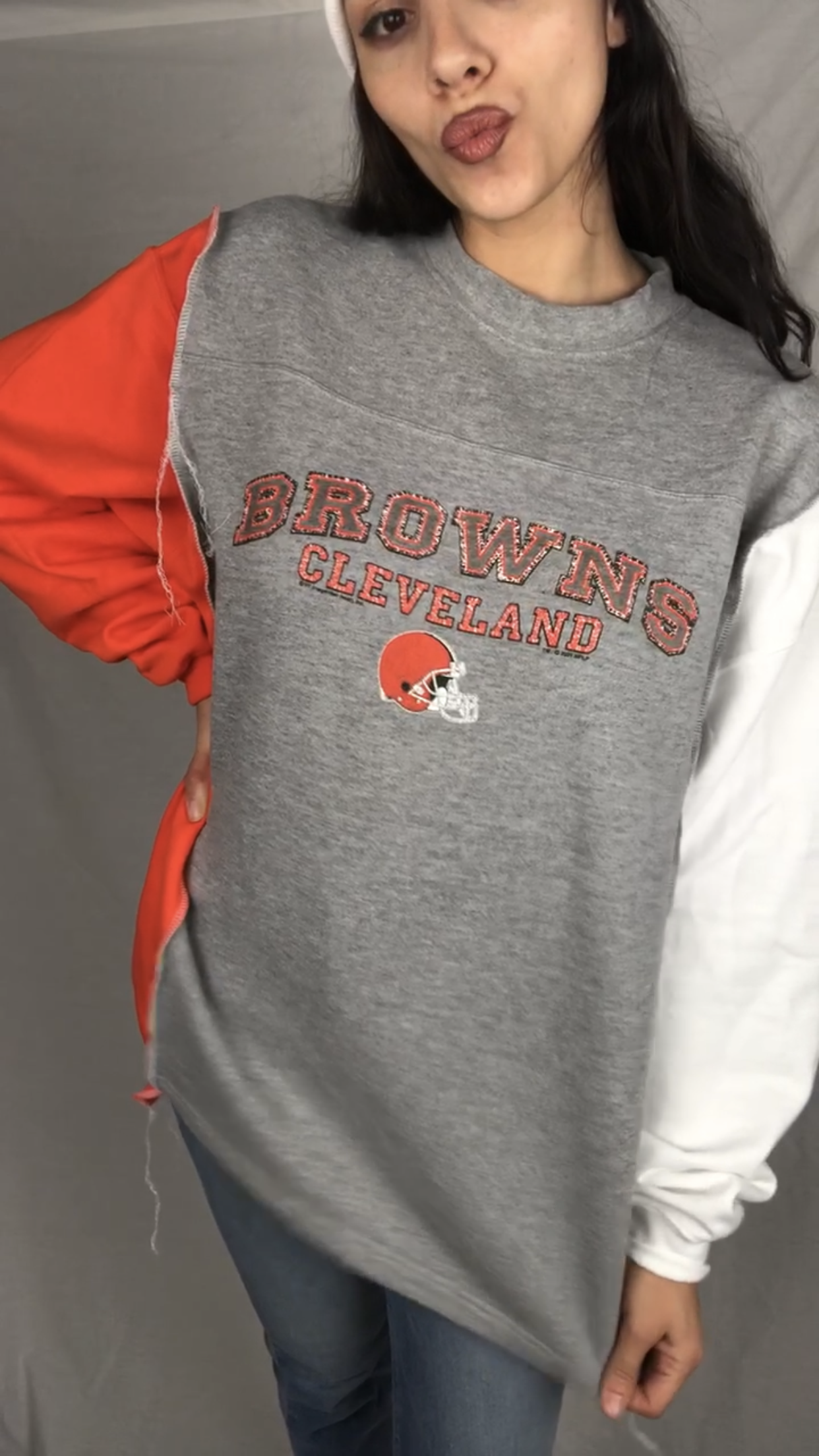 COLOR BLOCK VINTAGE BROWNS CREWNECK