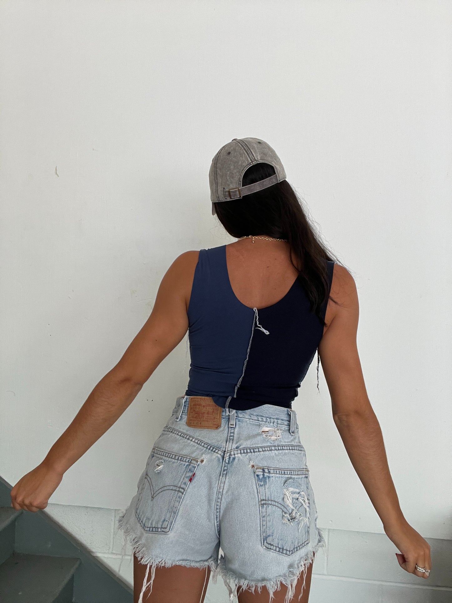 NAVY BANDANA PATCHWORK TANK
