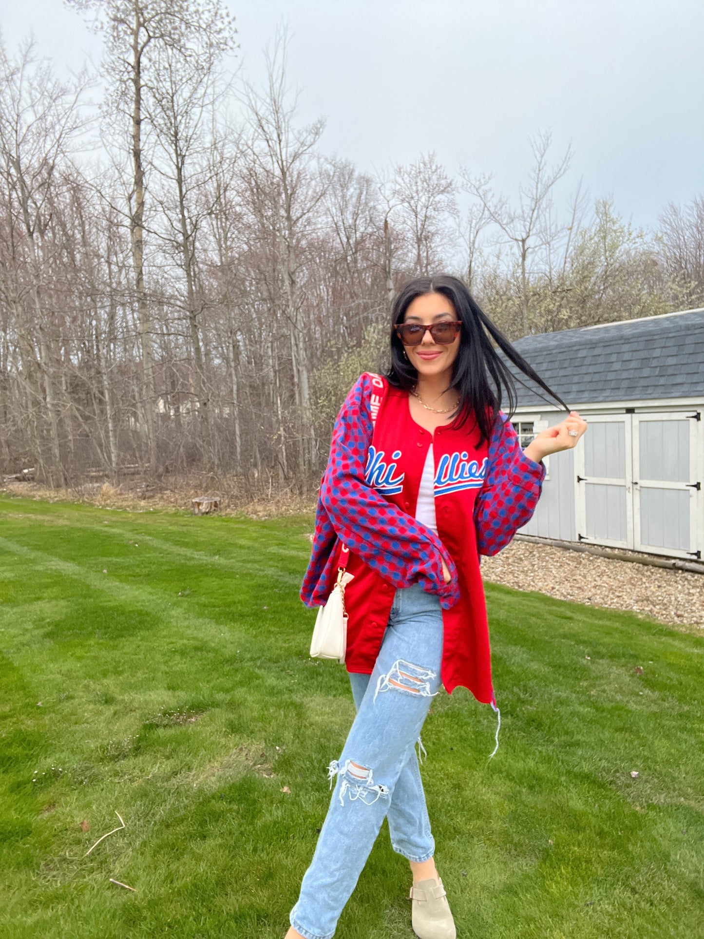 RED PHILLIES JERSEY X FLANNEL