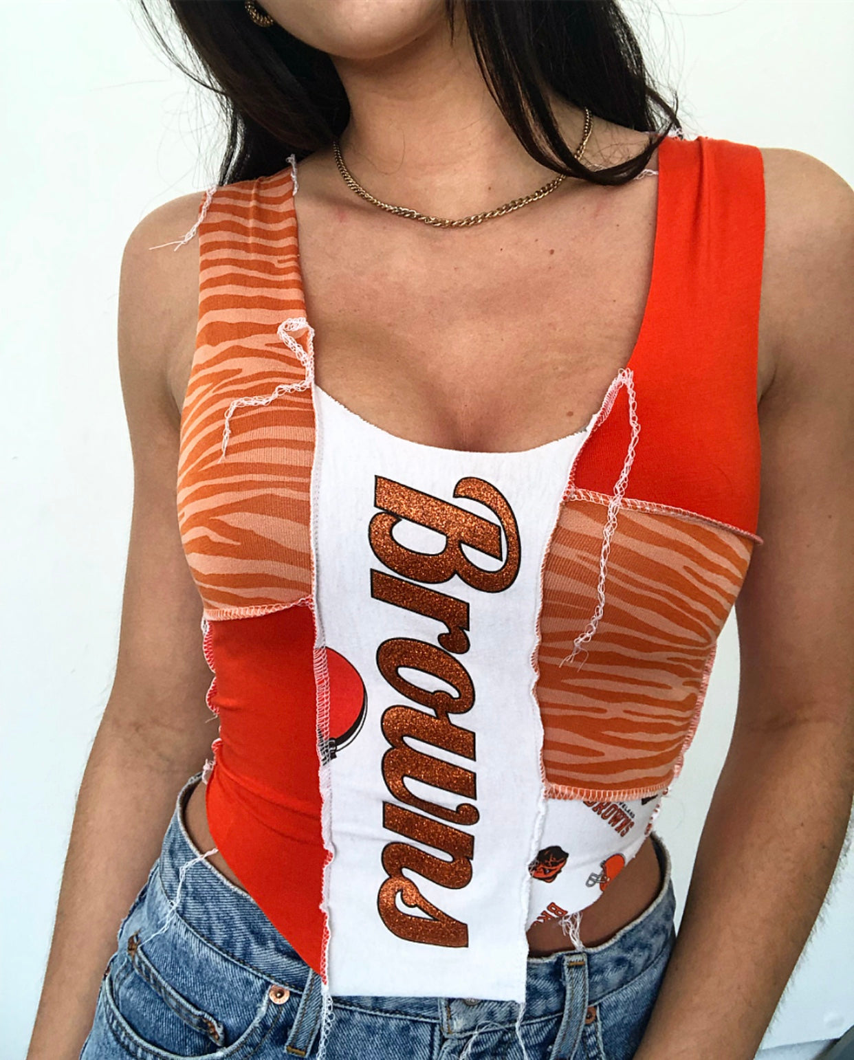 Orange Zebra Browns New Patchwork Tank