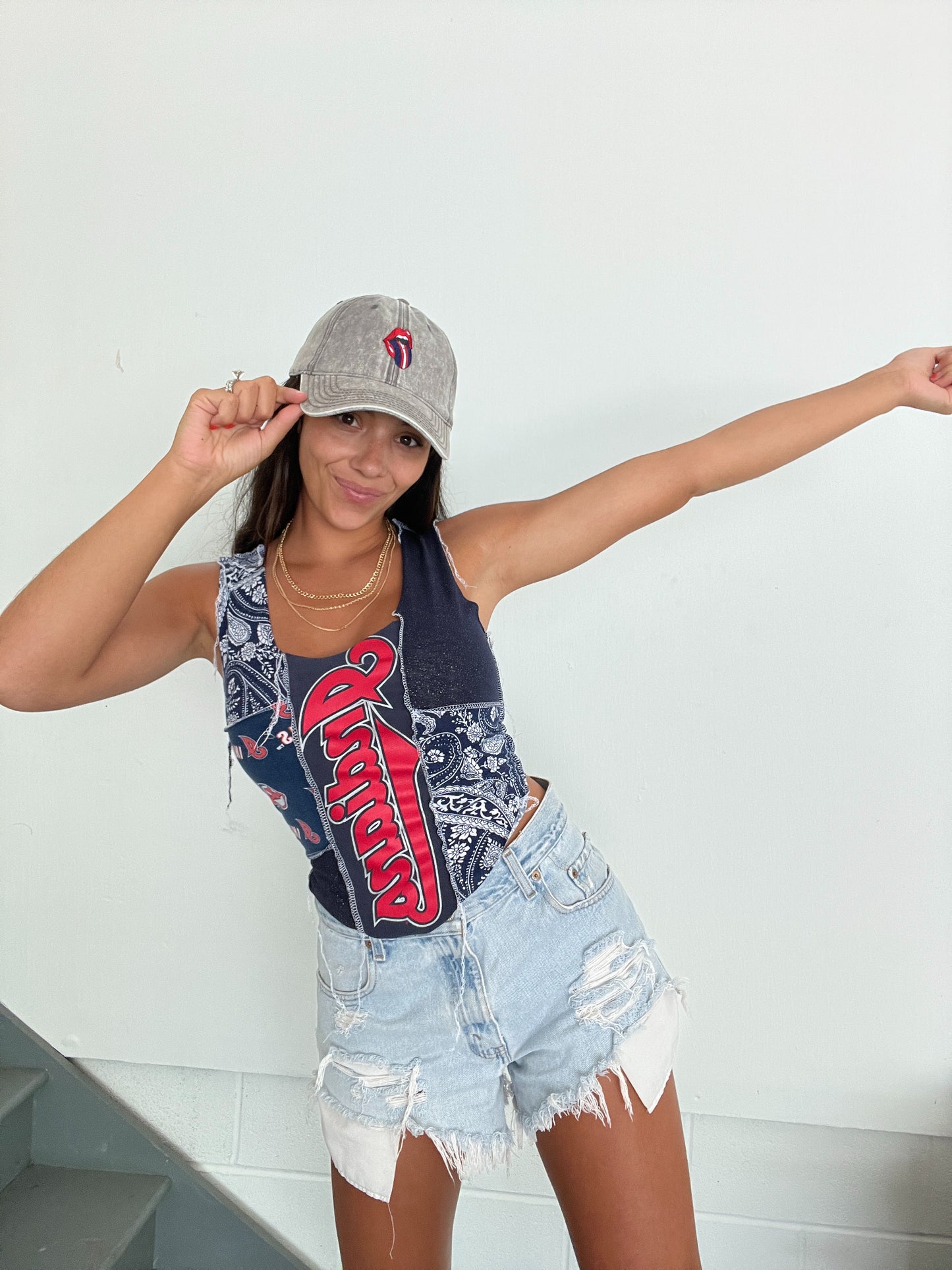 NAVY BANDANA PATCHWORK TANK
