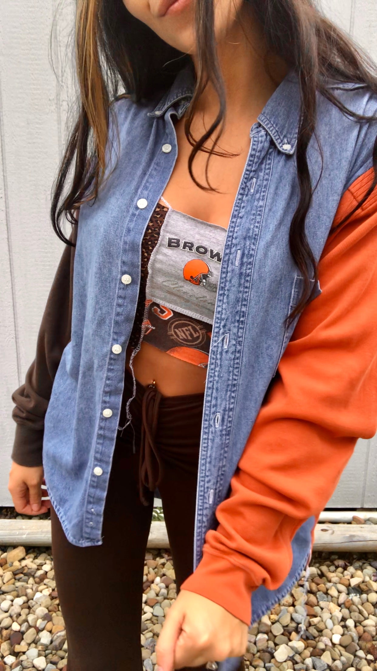 BROWNIES SWEATER SLEEVES DENIM SHIRT