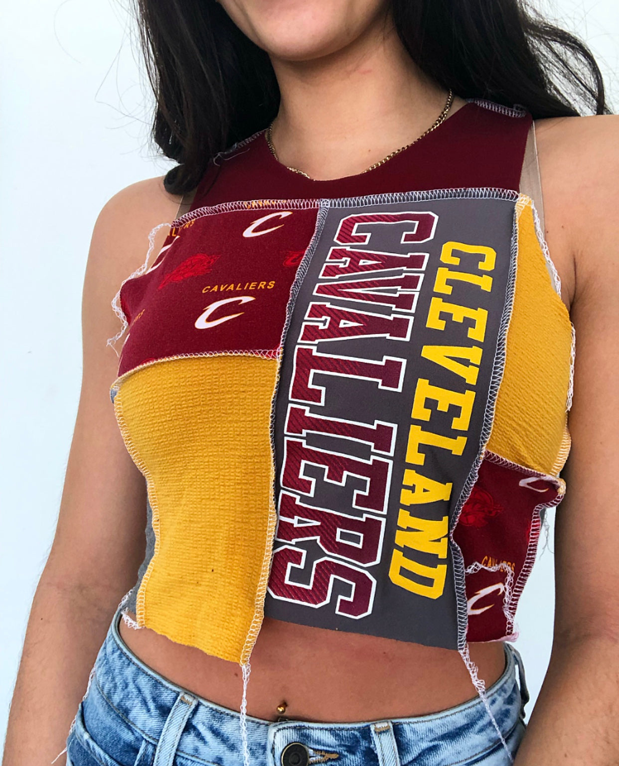 Wine & Gold Cavs Patchwork Tank