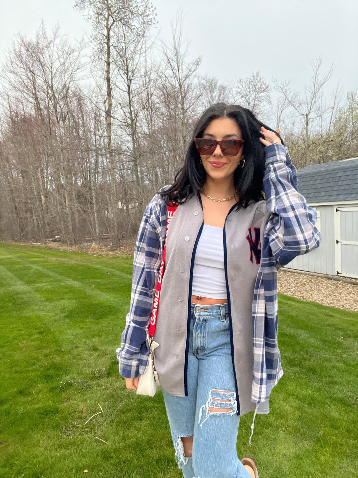 YANKEES GRAY JERSEY X FLANNEL