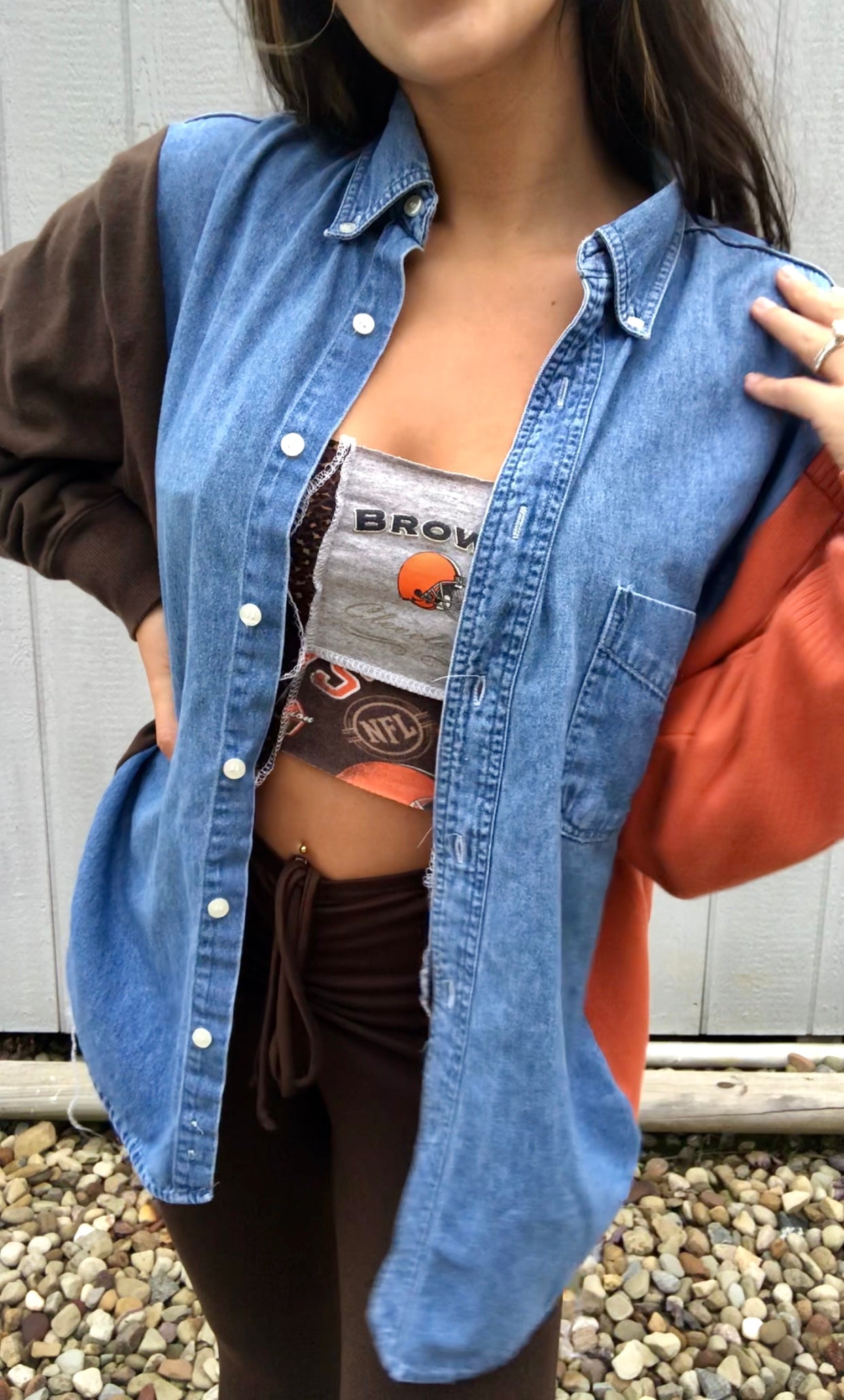 BROWNIES SWEATER SLEEVES DENIM SHIRT
