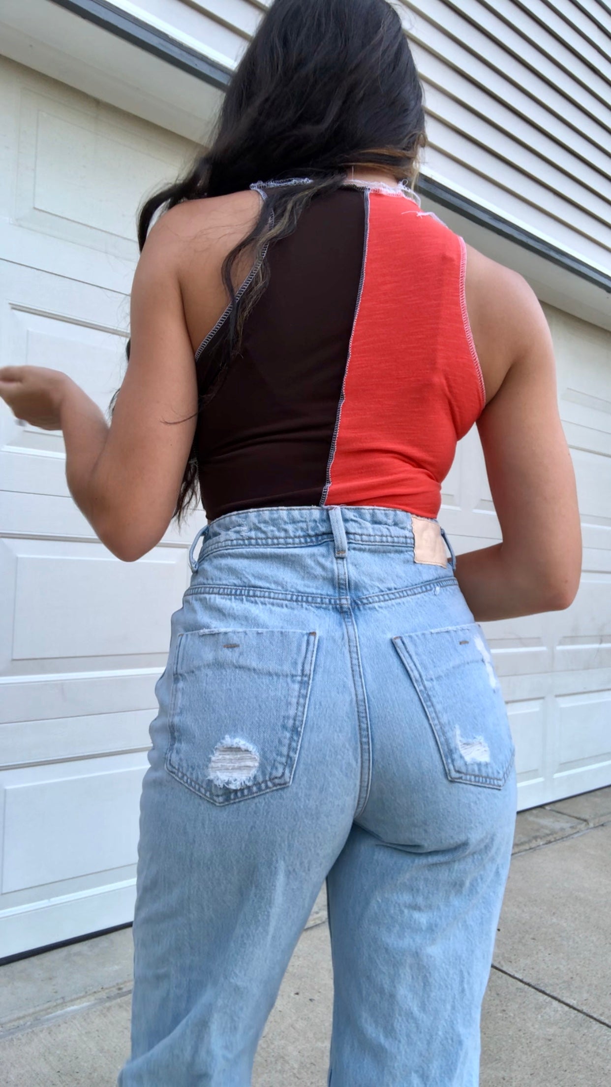 TIE DYE BROWNS PATCHWORK TANK