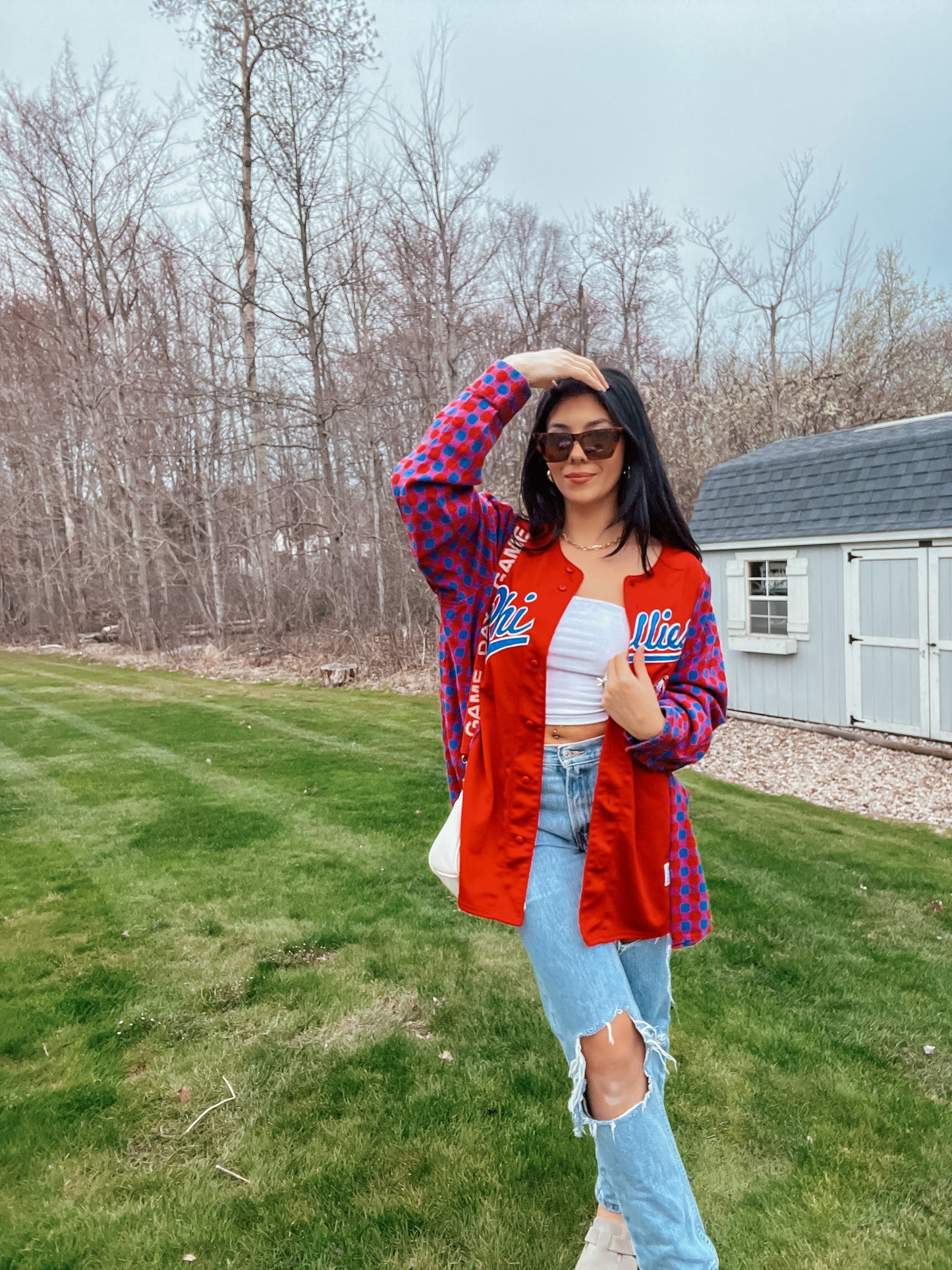 RED PHILLIES JERSEY X FLANNEL