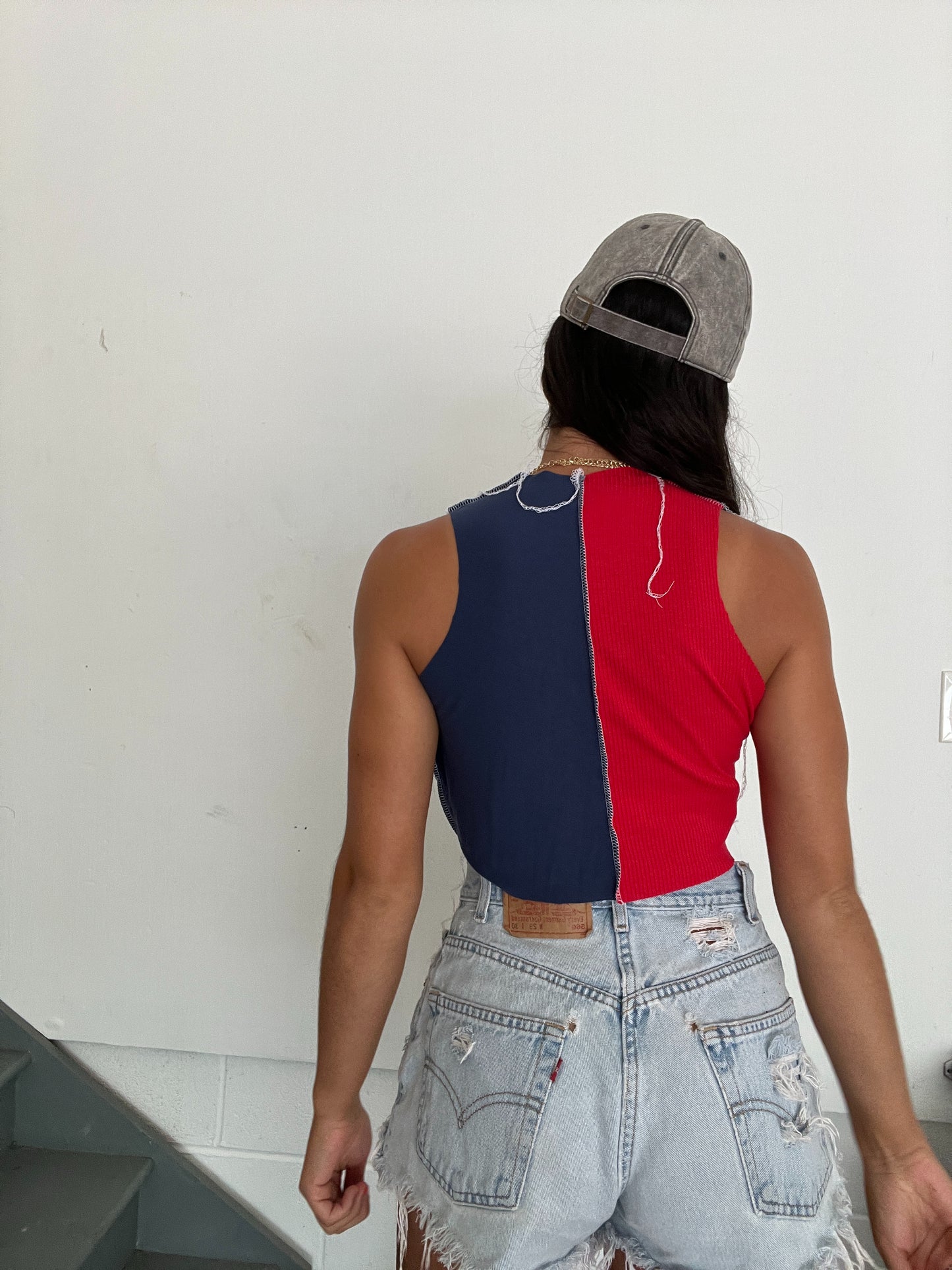 NAVY AND RED CLASSIC PATCHWORK TANK
