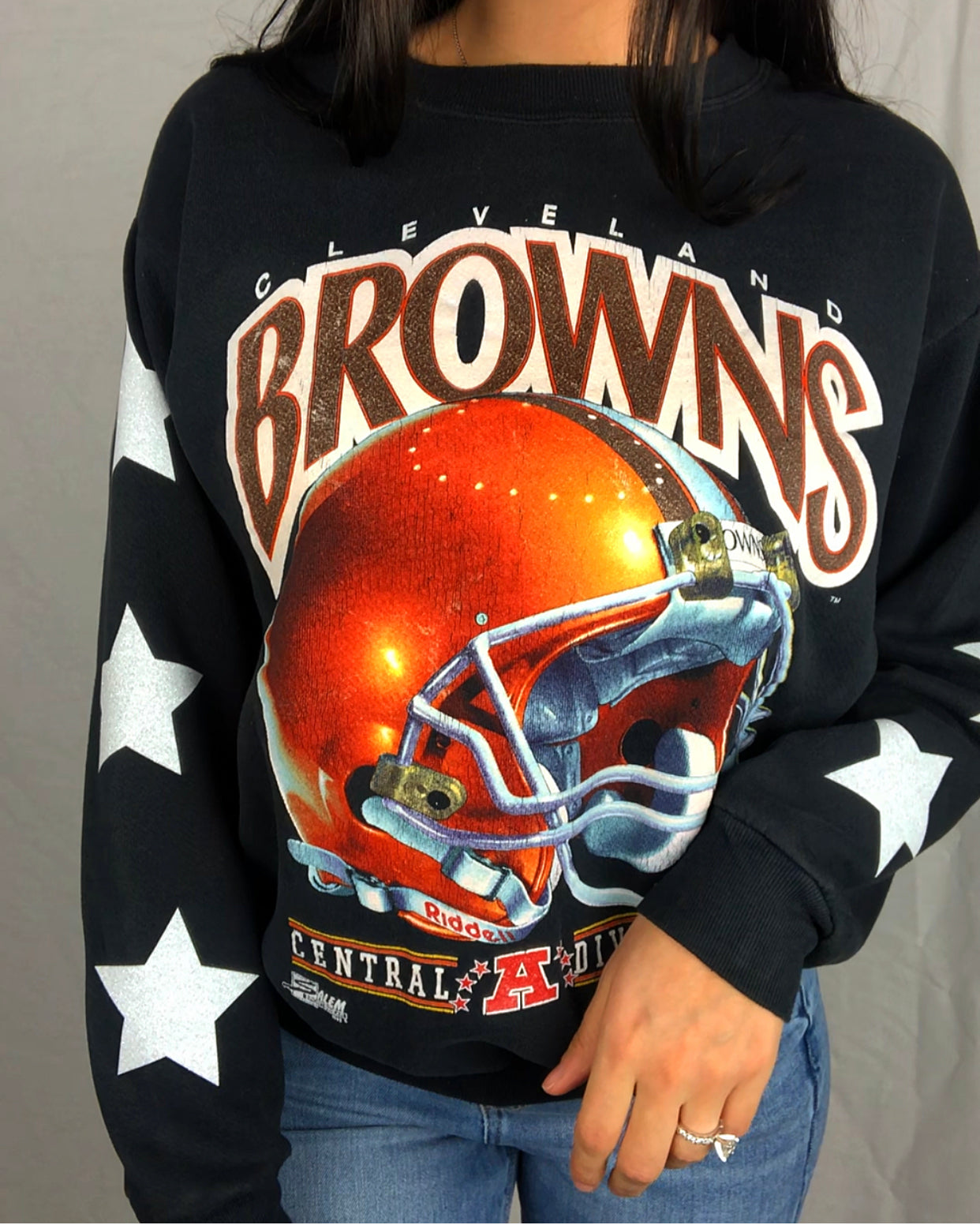 VINTAGE BROWNS STAR SLEEVE CREW