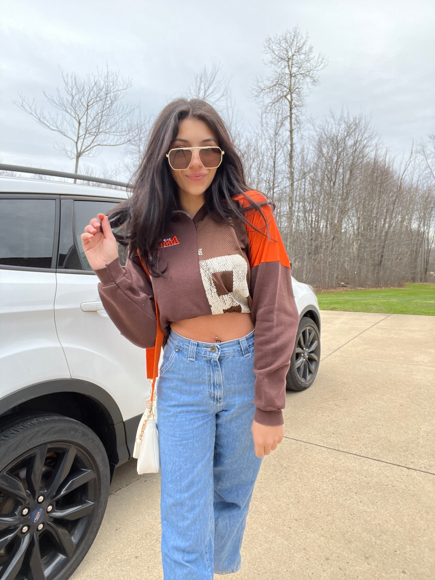 SPLIT BROWNS JERSEY X CREWNECK