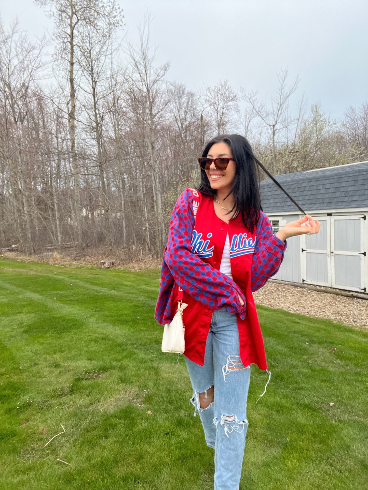 RED PHILLIES JERSEY X FLANNEL
