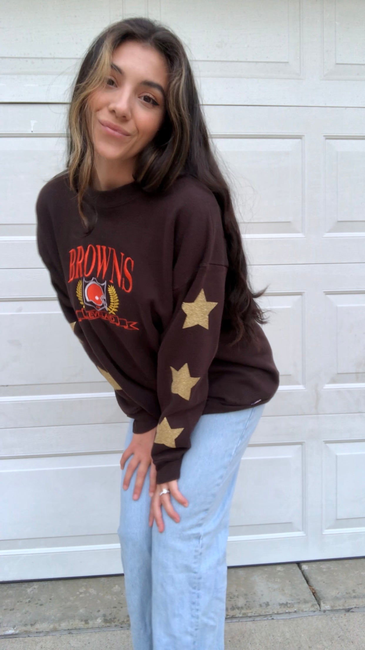 VINTAGE BROWNS STARRY SLEEVES CREWNECK