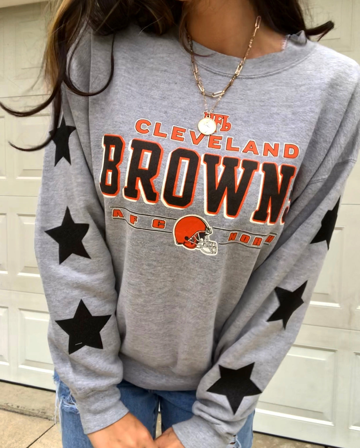 VINTAGE BROWNS STARRY SLEEVE CREW
