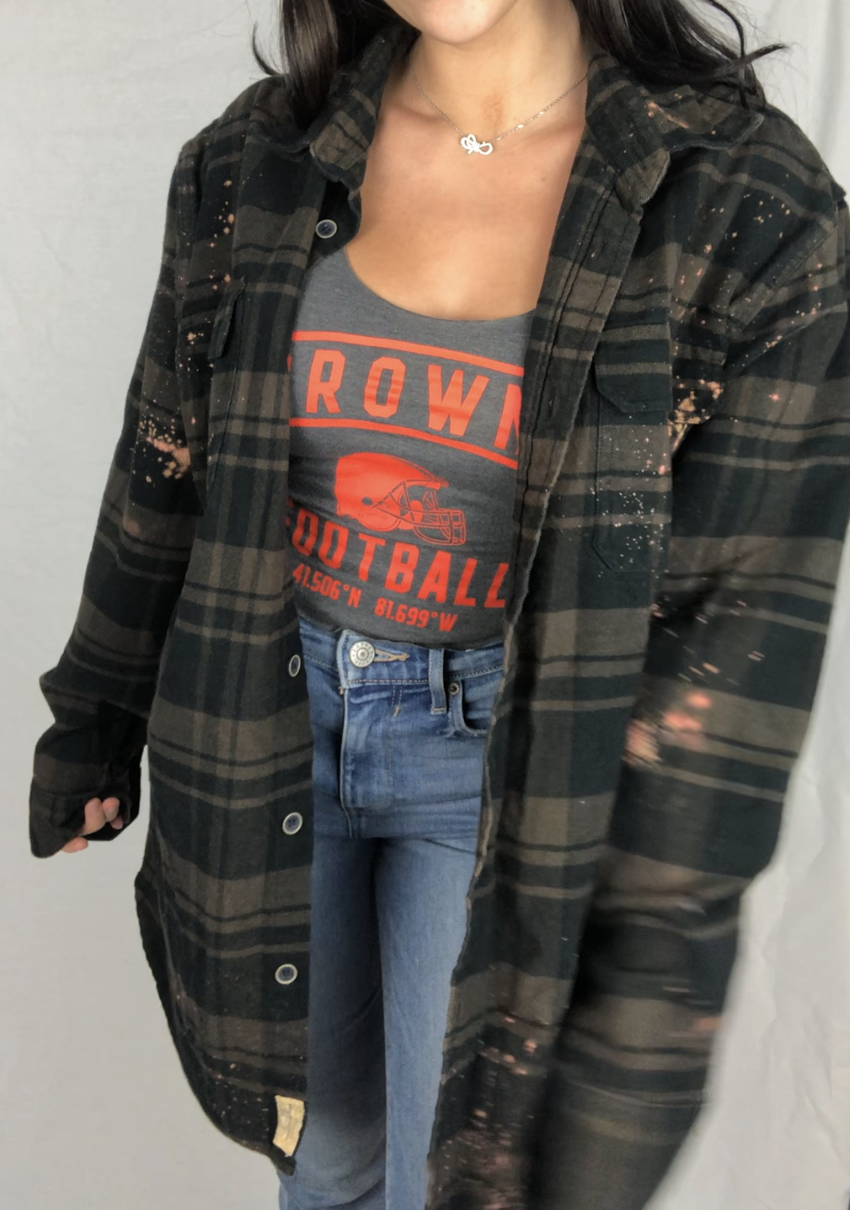 BLACK/BROWN FLANNEL SHACKET