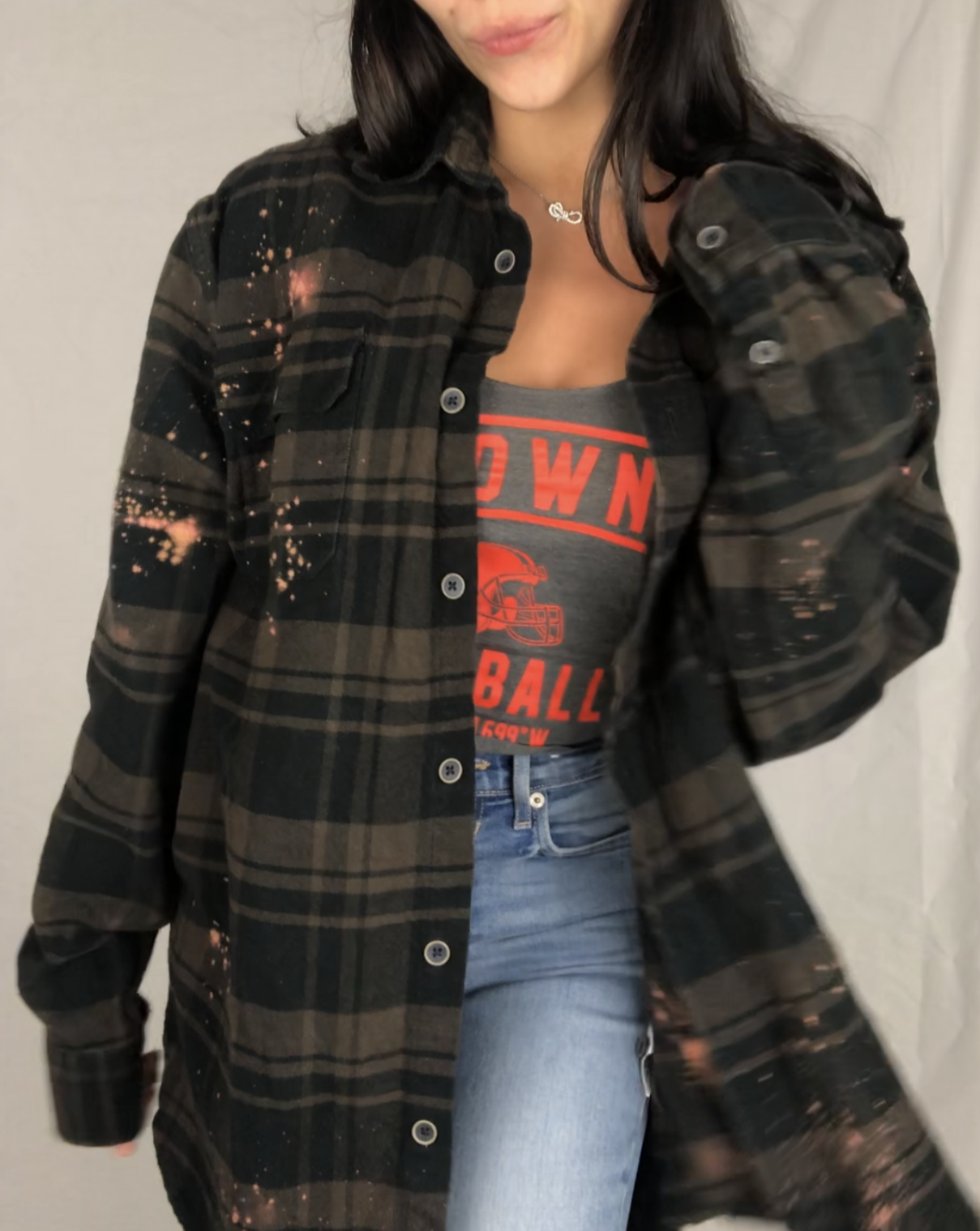 BLACK/BROWN FLANNEL SHACKET