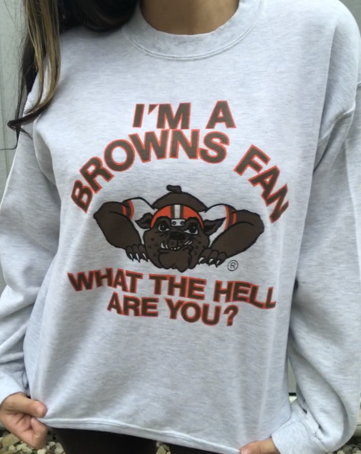 BROWNS FAN BONE SLEEVES CREWNECK