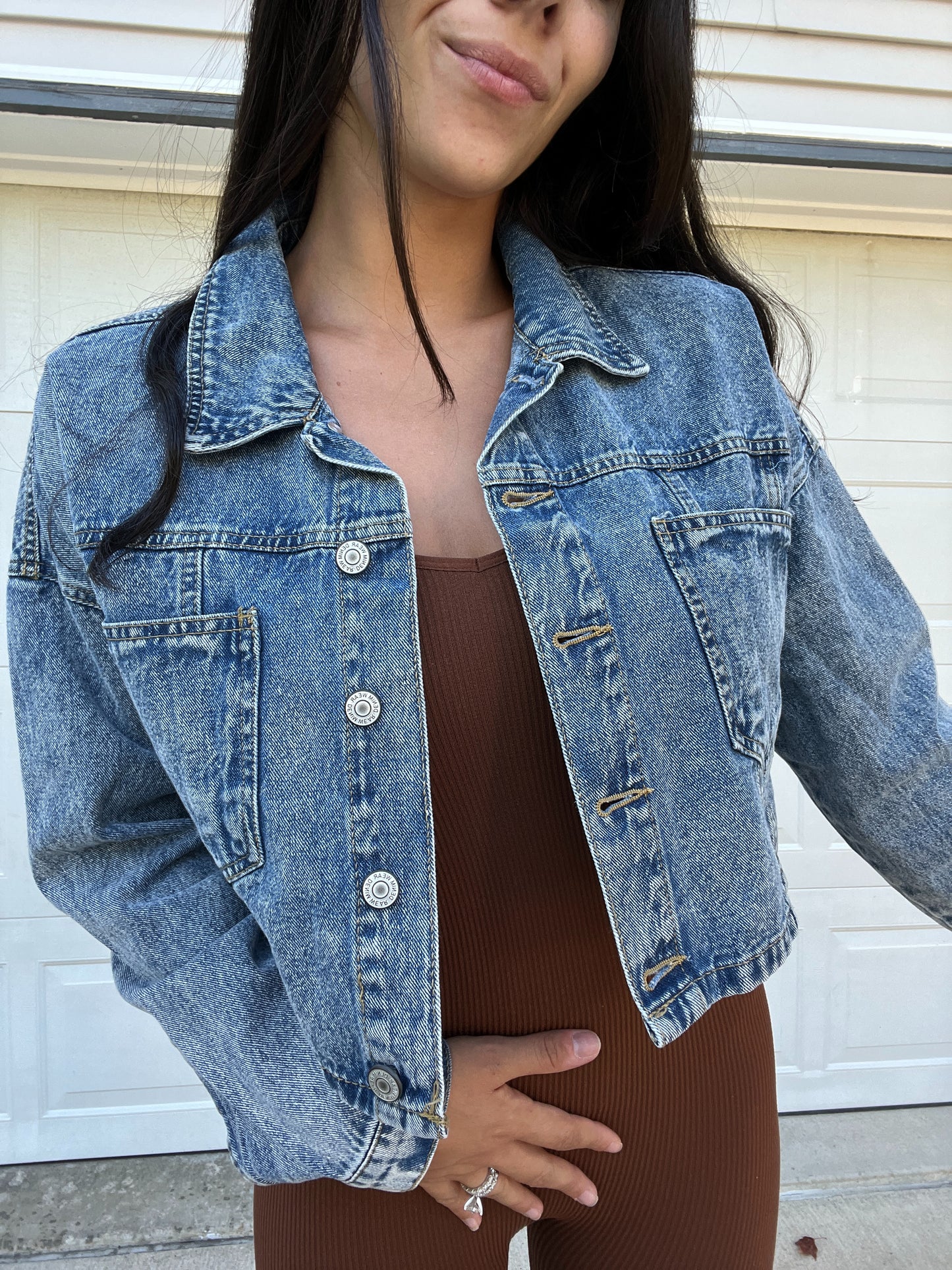 FOOTBALL TONGUE CROPPED DENIM JACKET