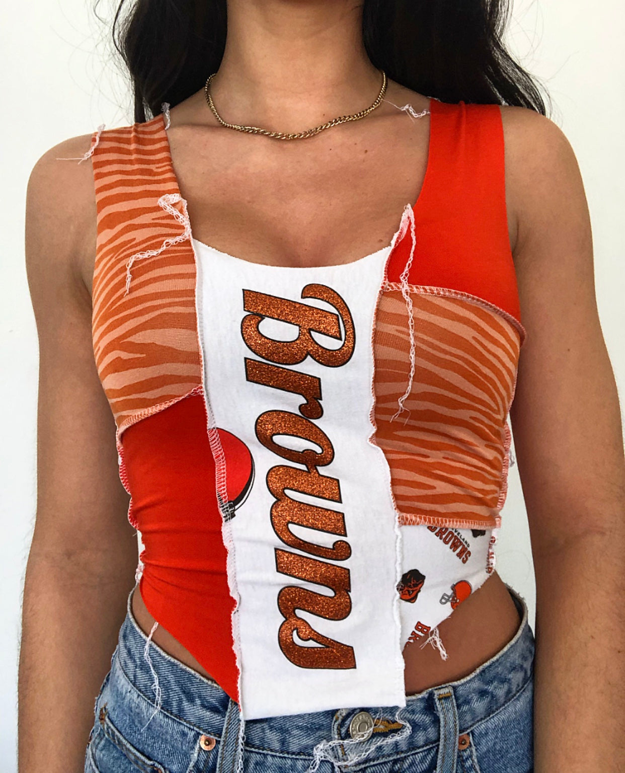 Orange Zebra Browns New Patchwork Tank