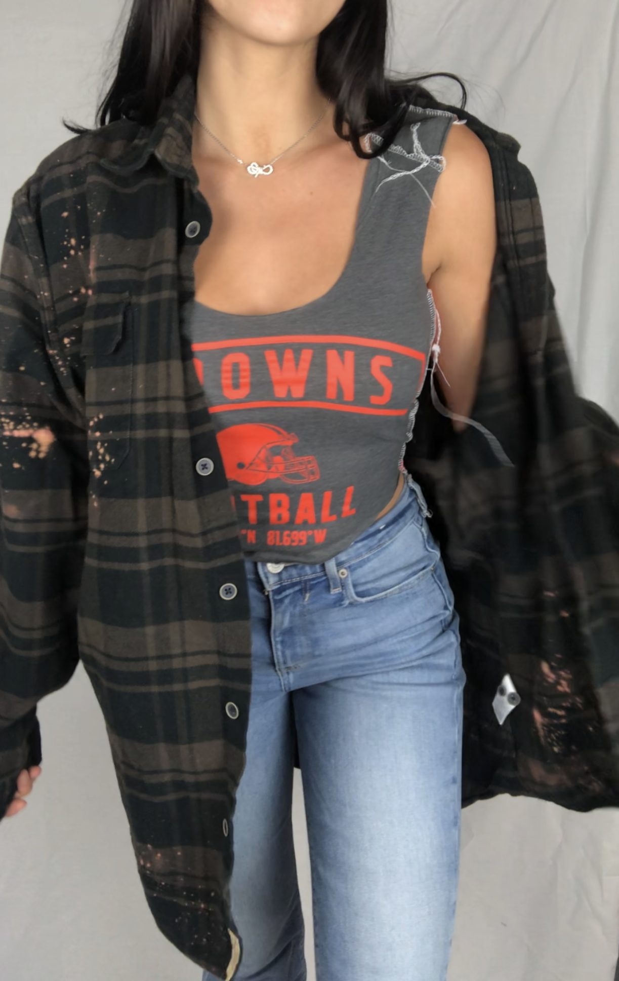 BLACK/BROWN FLANNEL SHACKET