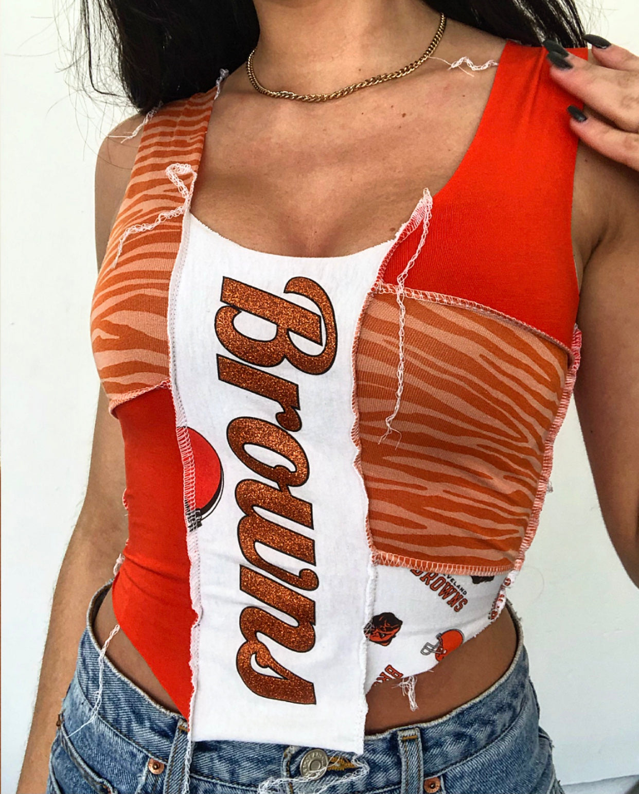 Orange Zebra Browns New Patchwork Tank
